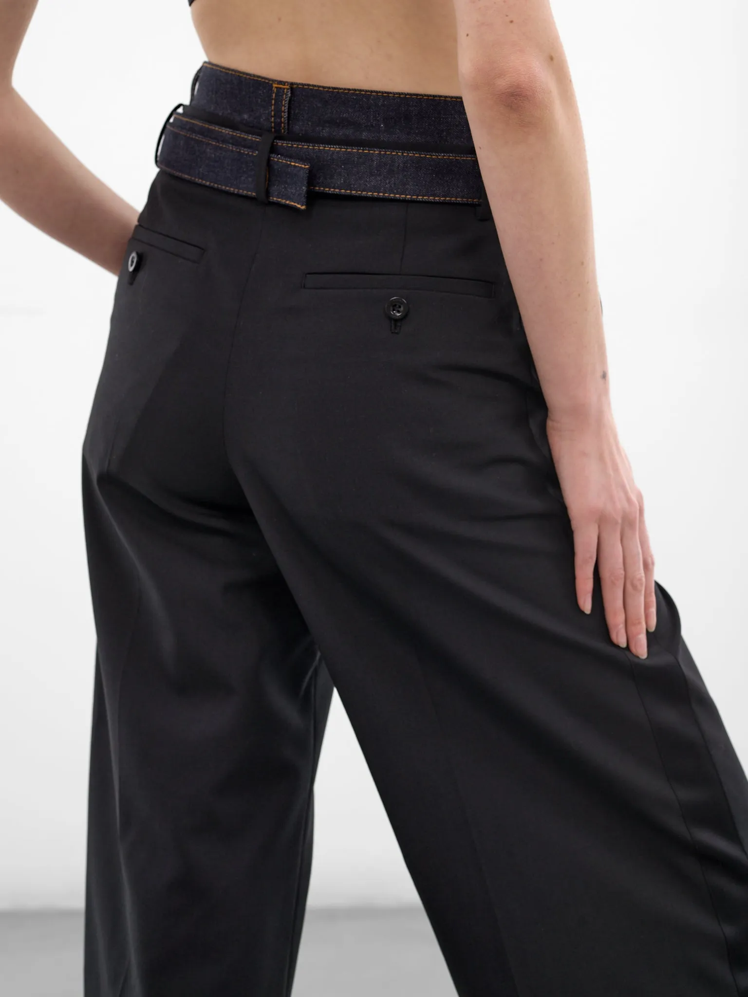 Hybrid Denim Wool Cropped Trousers (26-08290-027-BLACK-INDIGO) sold by lorenzo product image thumbnail 4