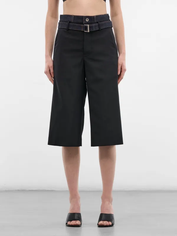 Hybrid Denim Wool Cropped Trousers (26-08290-027-BLACK-INDIGO) made by Sacai