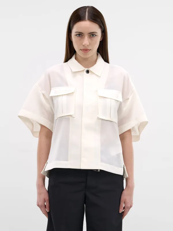 White Hybrid Wool Denim Shirt (26-08283-151-OFF-WHITE) sold by lorenzo