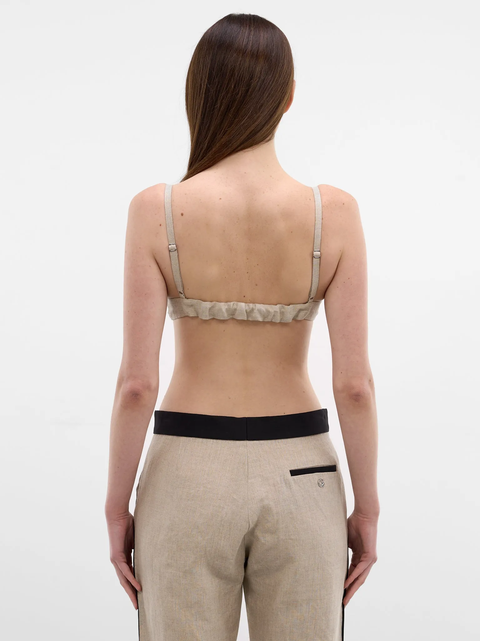 Beige Linen Flower Bikini Top (COPT118F2060-BEIGE) sold by lorenzo product image thumbnail 3