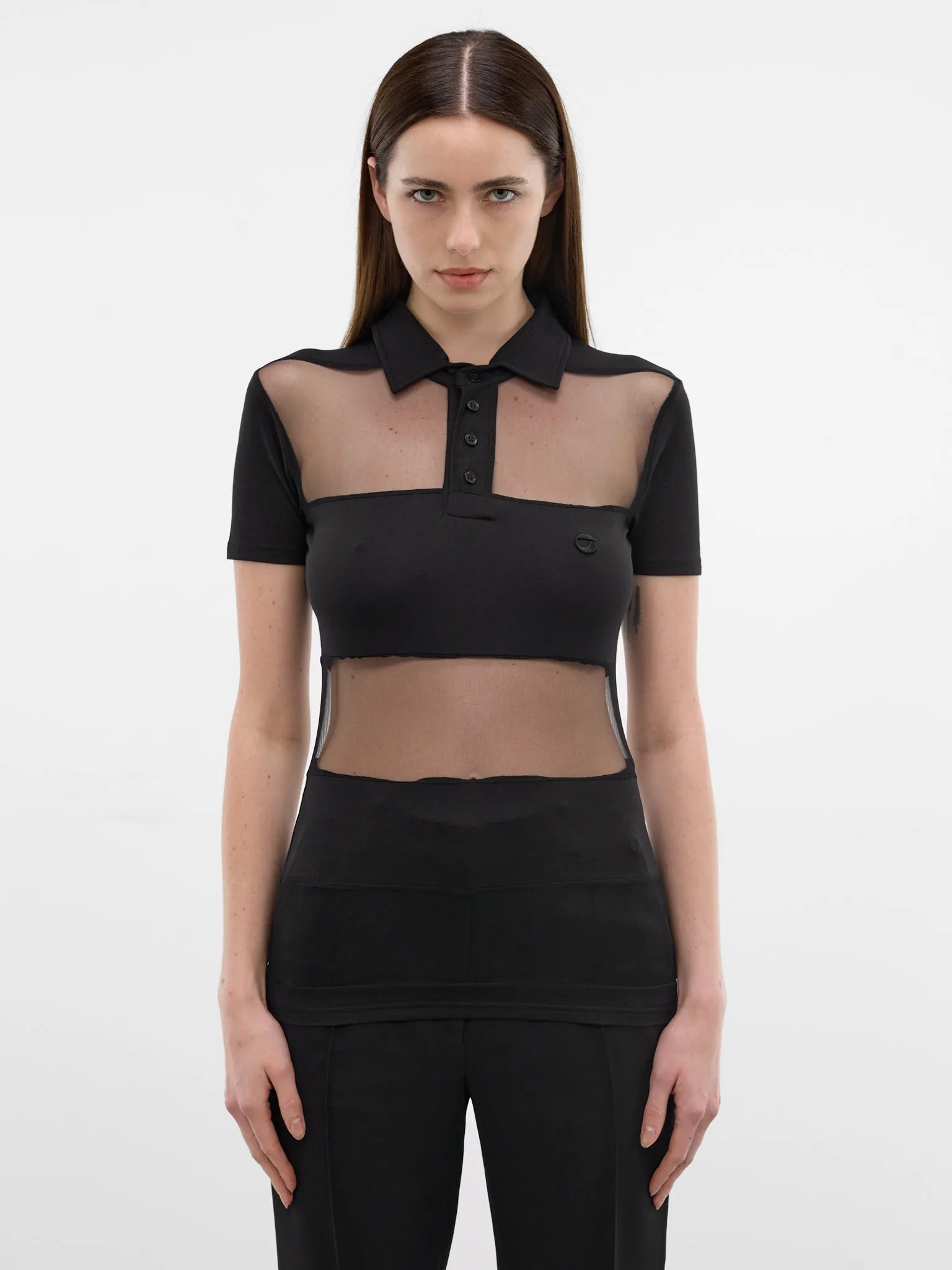 Black Sheer Panel Poo Shirt (COPJS115F5028-BLACK) sold by lorenzo