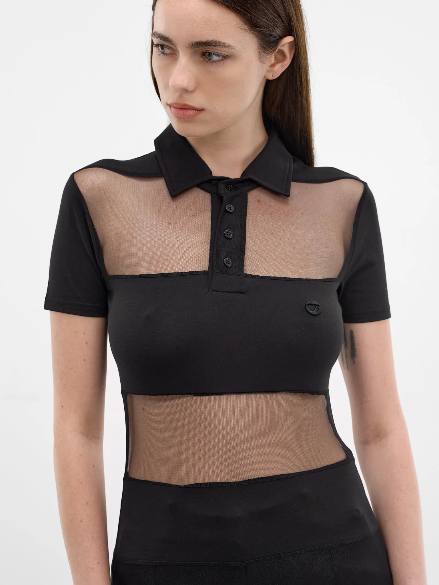 Black Sheer Panel Poo Shirt (COPJS115F5028-BLACK) sold by lorenzo product image thumbnail 4