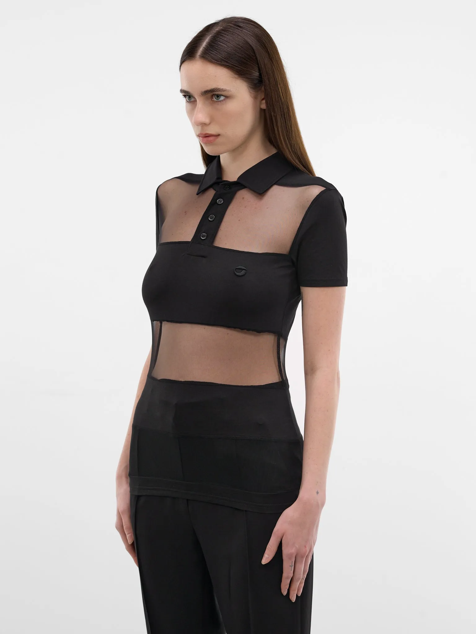 Black Sheer Panel Poo Shirt (COPJS115F5028-BLACK) sold by lorenzo product image thumbnail 2