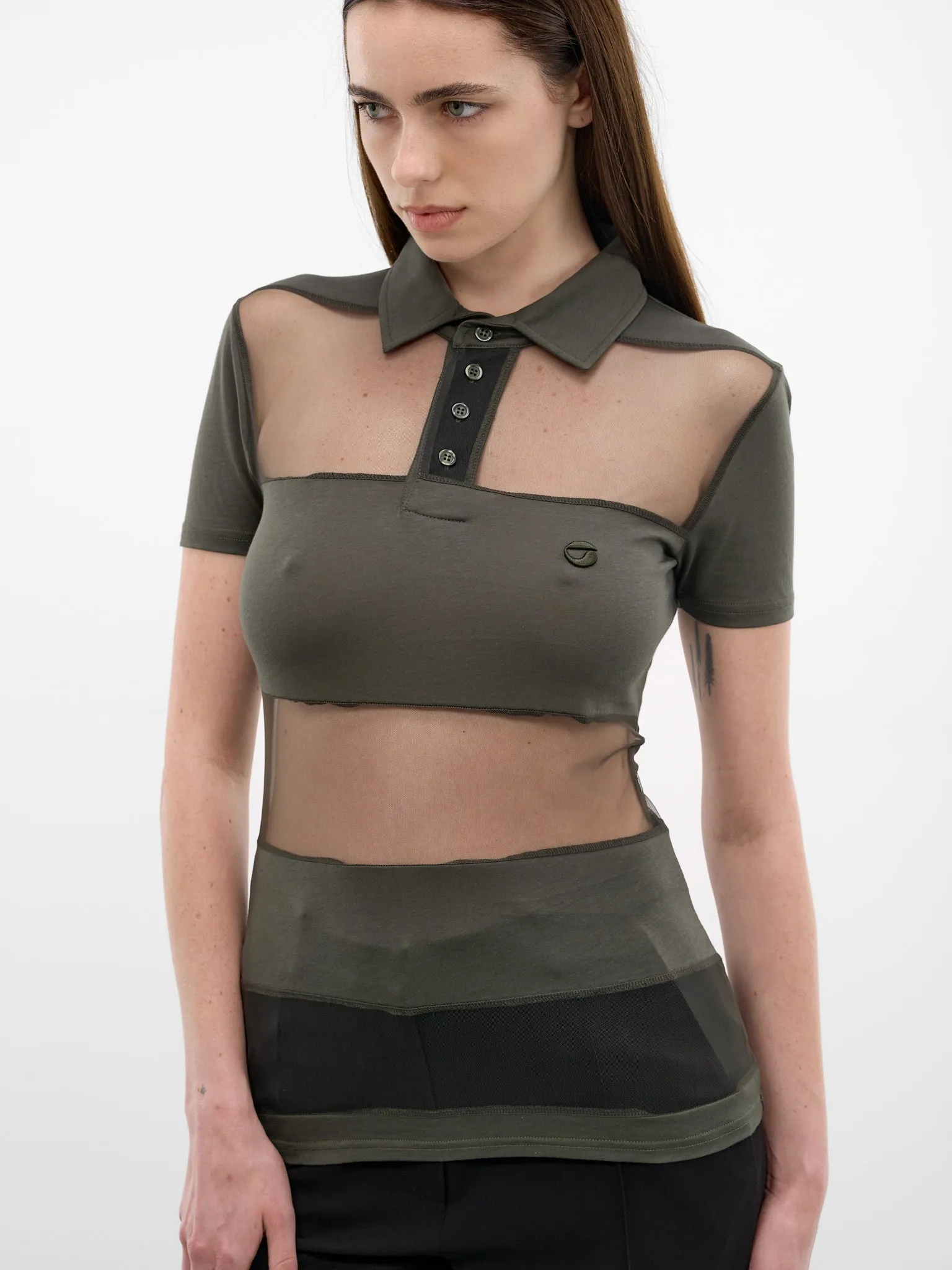 Green Sheer Panel Poo Shirt (COPJS115F5028-GREEN) sold by lorenzo product image thumbnail 4