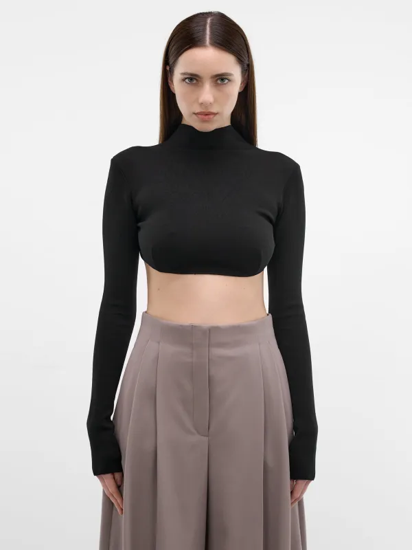 Black Mock-Neck Cropped Top (26P2T008571137-BLACK) sold by lorenzo