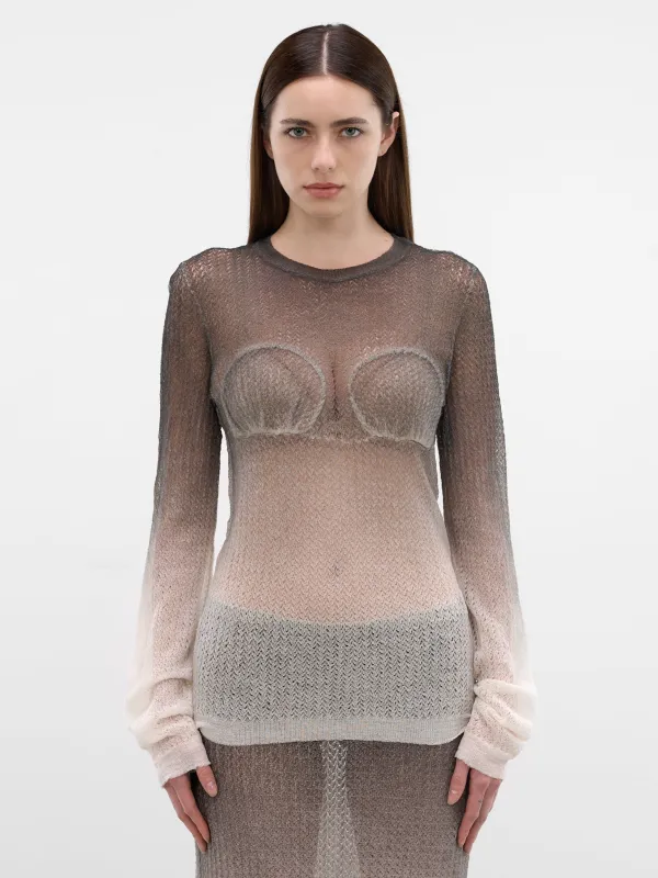 Sheer Gradient Knit Top (S51HL0036-M13231-101S-OFF-WHIT) made by Maison Margiela