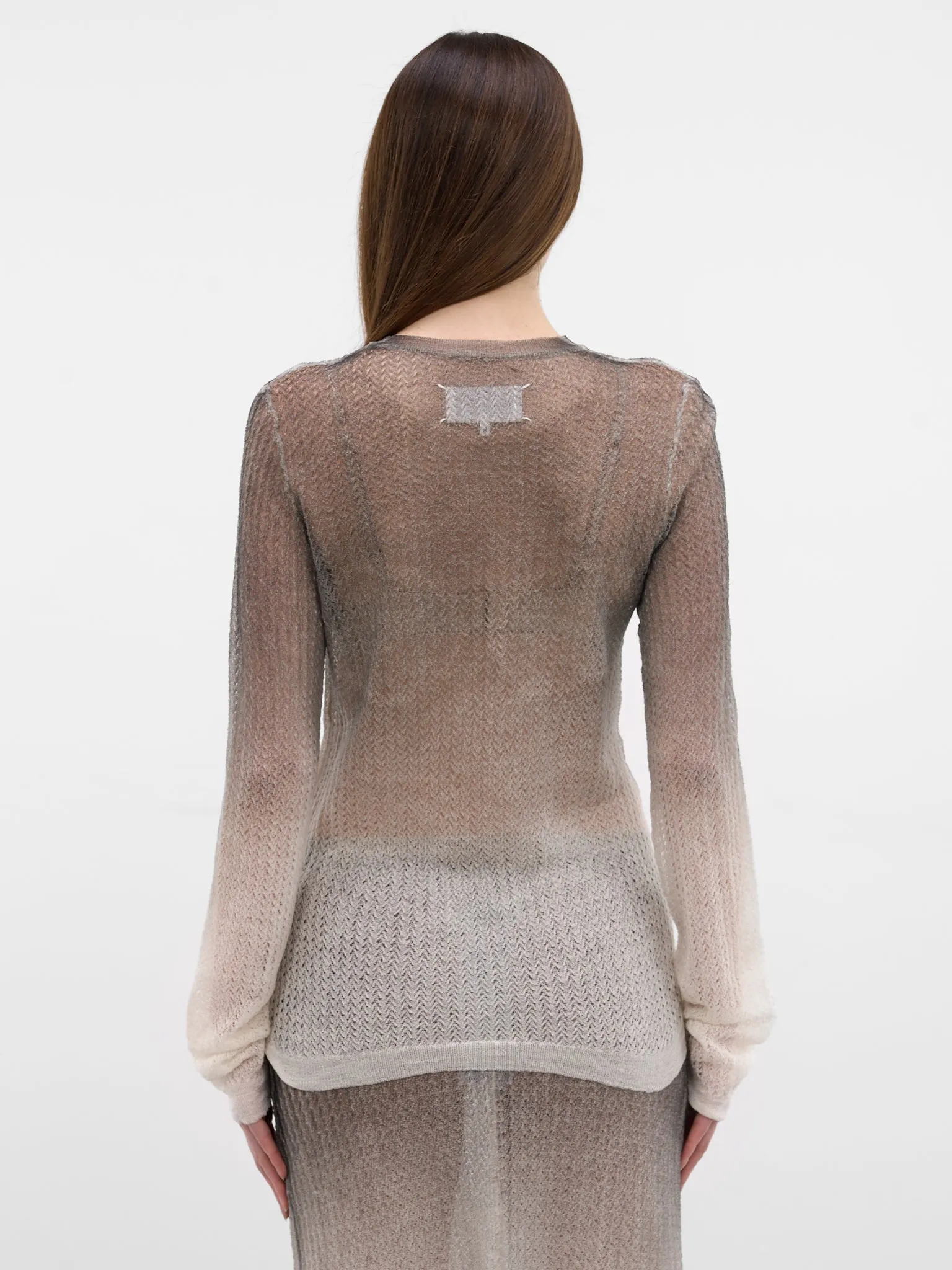 Sheer Gradient Knit Top (S51HL0036-M13231-101S-OFF-WHIT) sold by lorenzo product image thumbnail 3