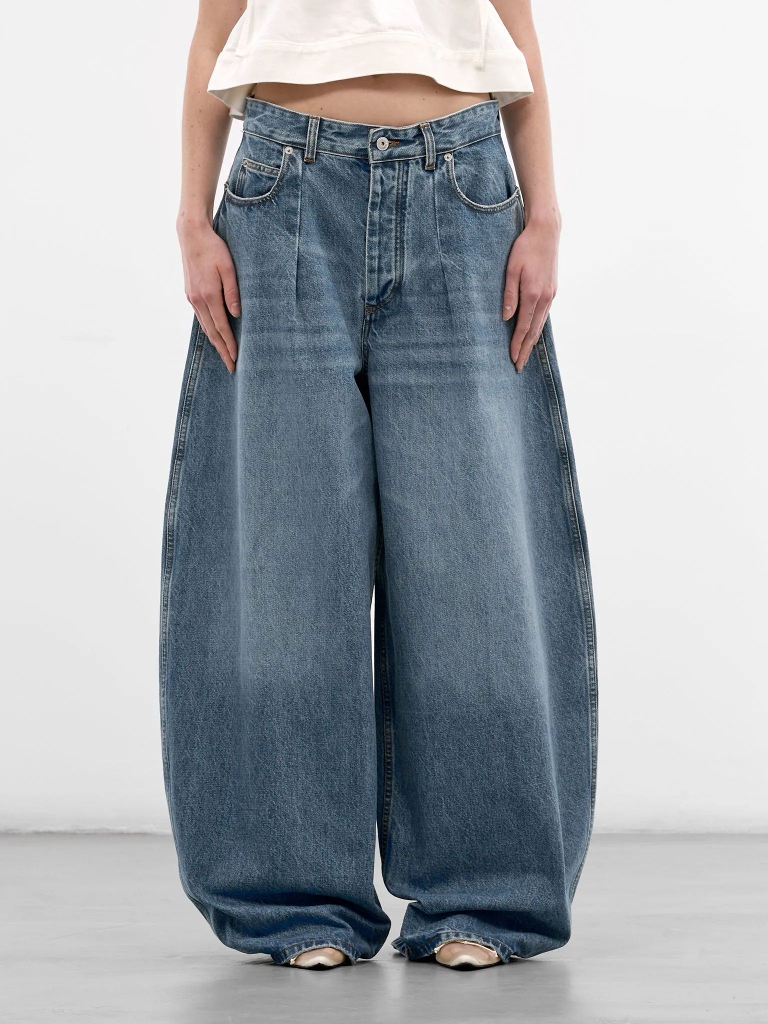 Blue Ovalo Baggy Denim Jeans (PAW00609AD0038-BLUE) sold by lorenzo