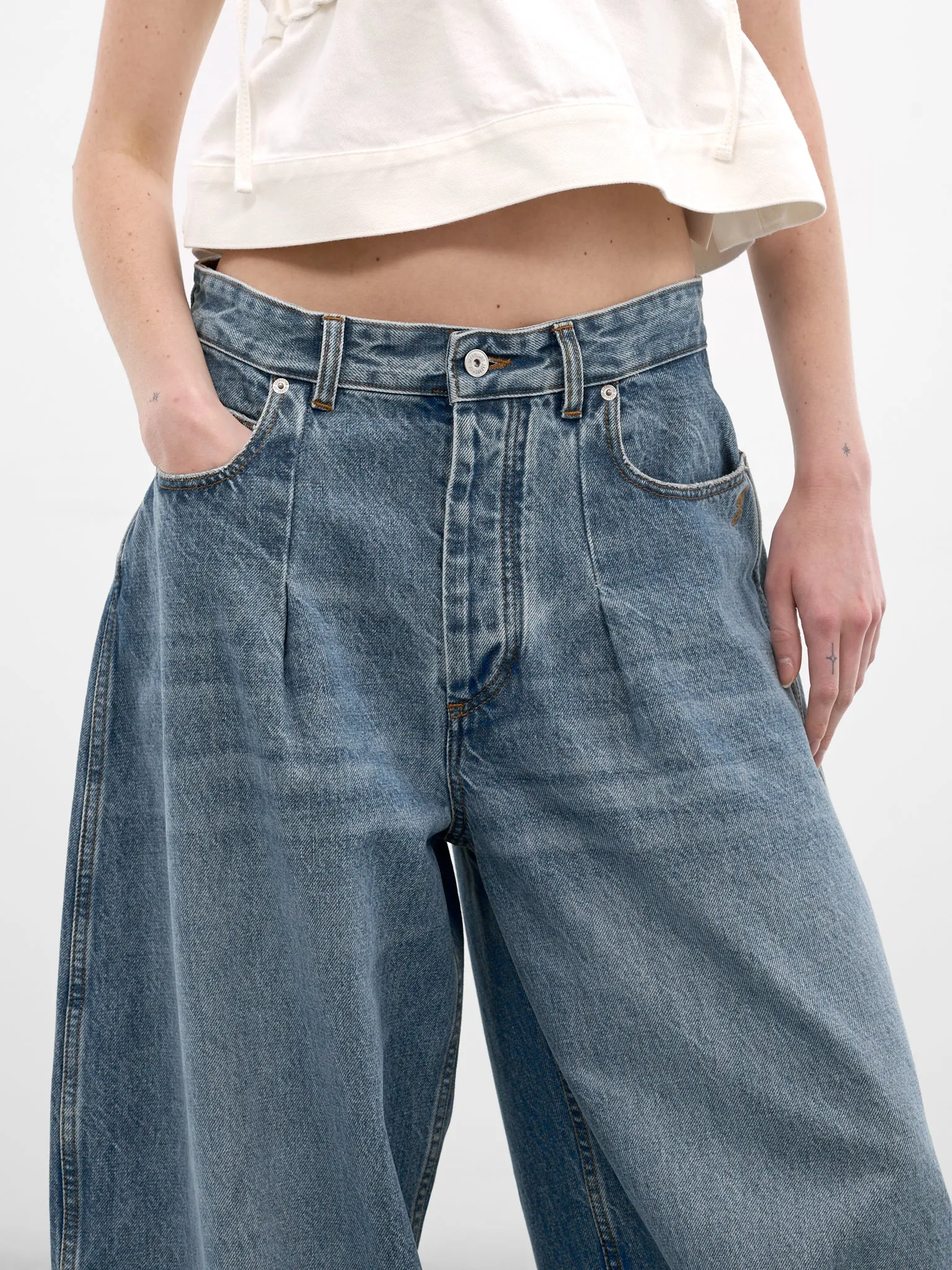 Blue Ovalo Baggy Denim Jeans (PAW00609AD0038-BLUE) sold by lorenzo product image thumbnail 5