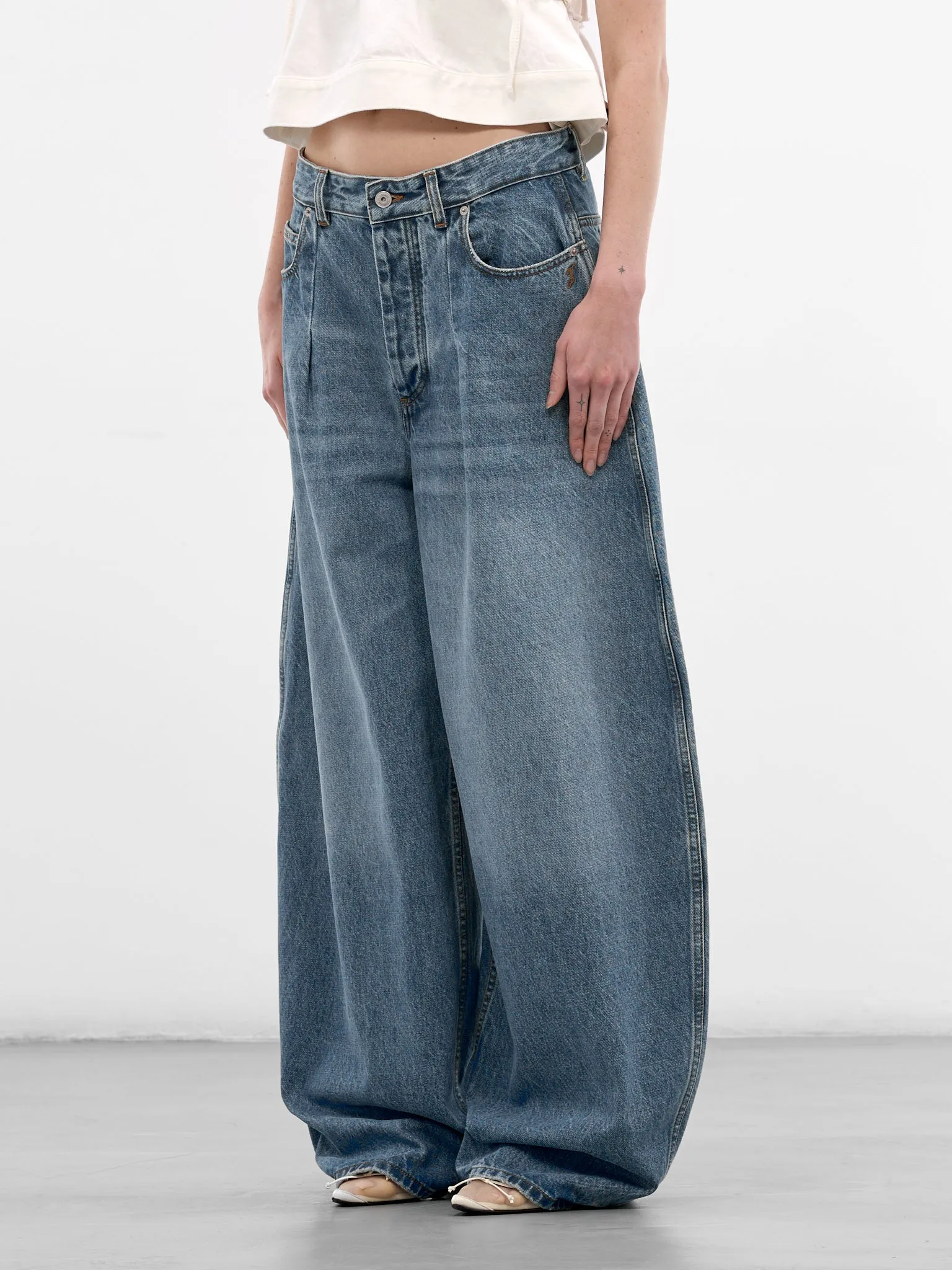 Blue Ovalo Baggy Denim Jeans (PAW00609AD0038-BLUE) sold by lorenzo product image thumbnail 2