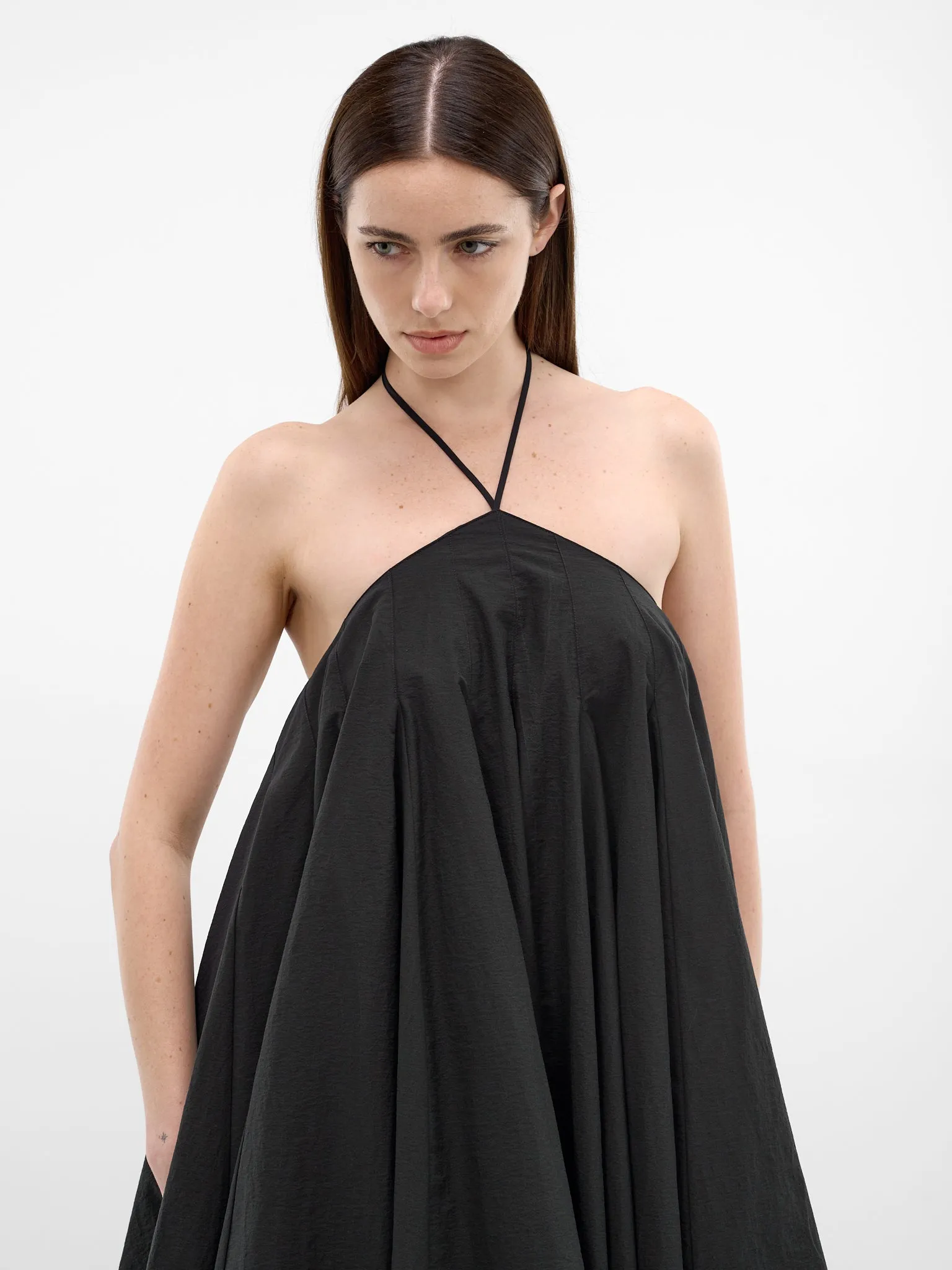 Black Draped Asymmetric Trapeze Dress (DRW00764AW00777-BLACK) sold by lorenzo product image thumbnail 4