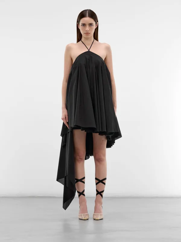 Black Draped Asymmetric Trapeze Dress (DRW00764AW00777-BLACK) made by Jacquemus
