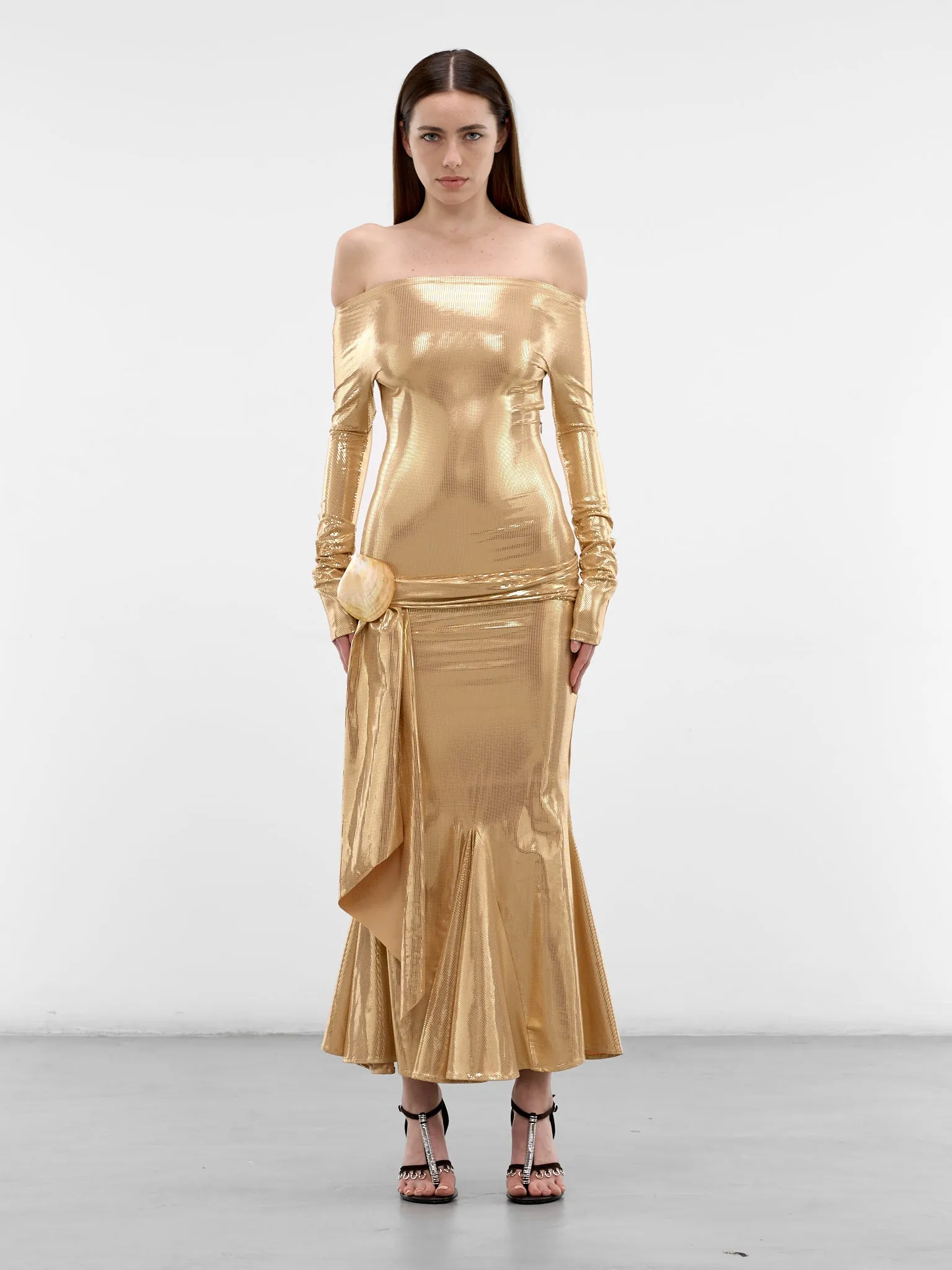 Gold Foiled Shell Belt Dress (1036-GOLD sold by lorenzo