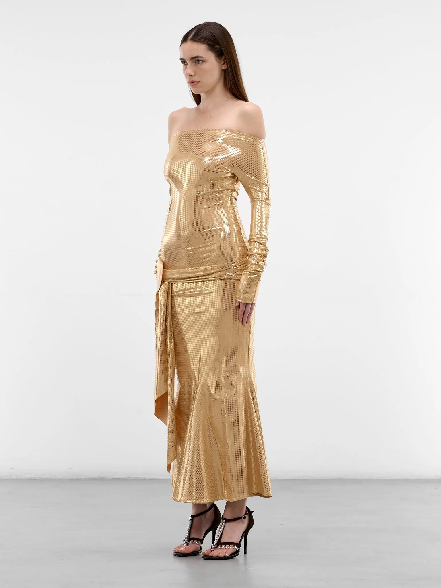 Gold Foiled Shell Belt Dress (1036-GOLD sold by lorenzo product image thumbnail 2