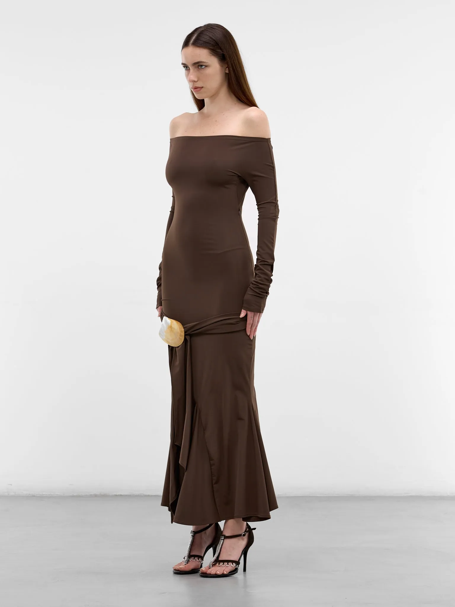 Brown Jersey Shell Belt Dress (1036-CHOCOLATE) sold by lorenzo product image thumbnail 2