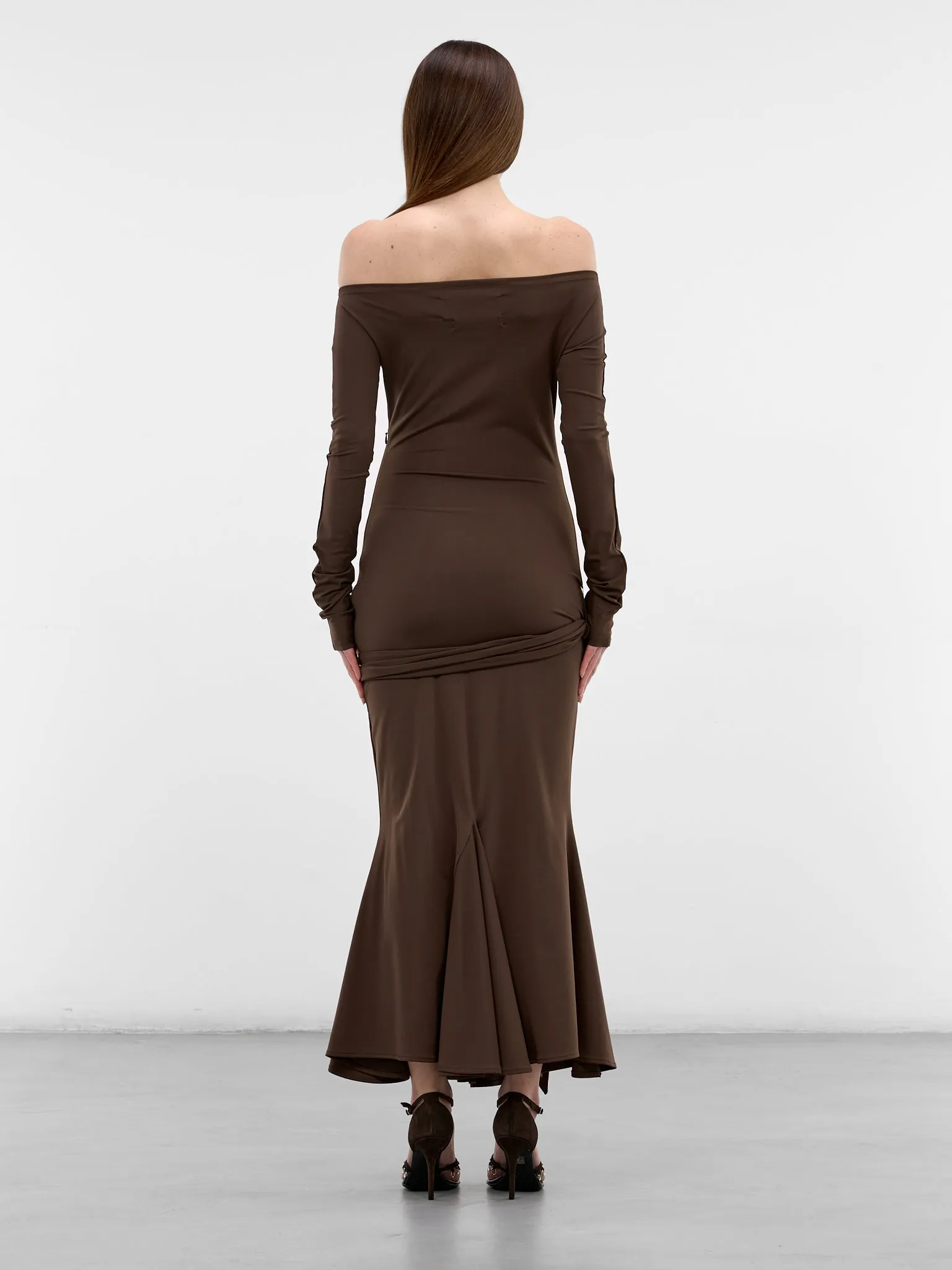 Brown Jersey Shell Belt Dress (1036-CHOCOLATE) sold by lorenzo product image thumbnail 3