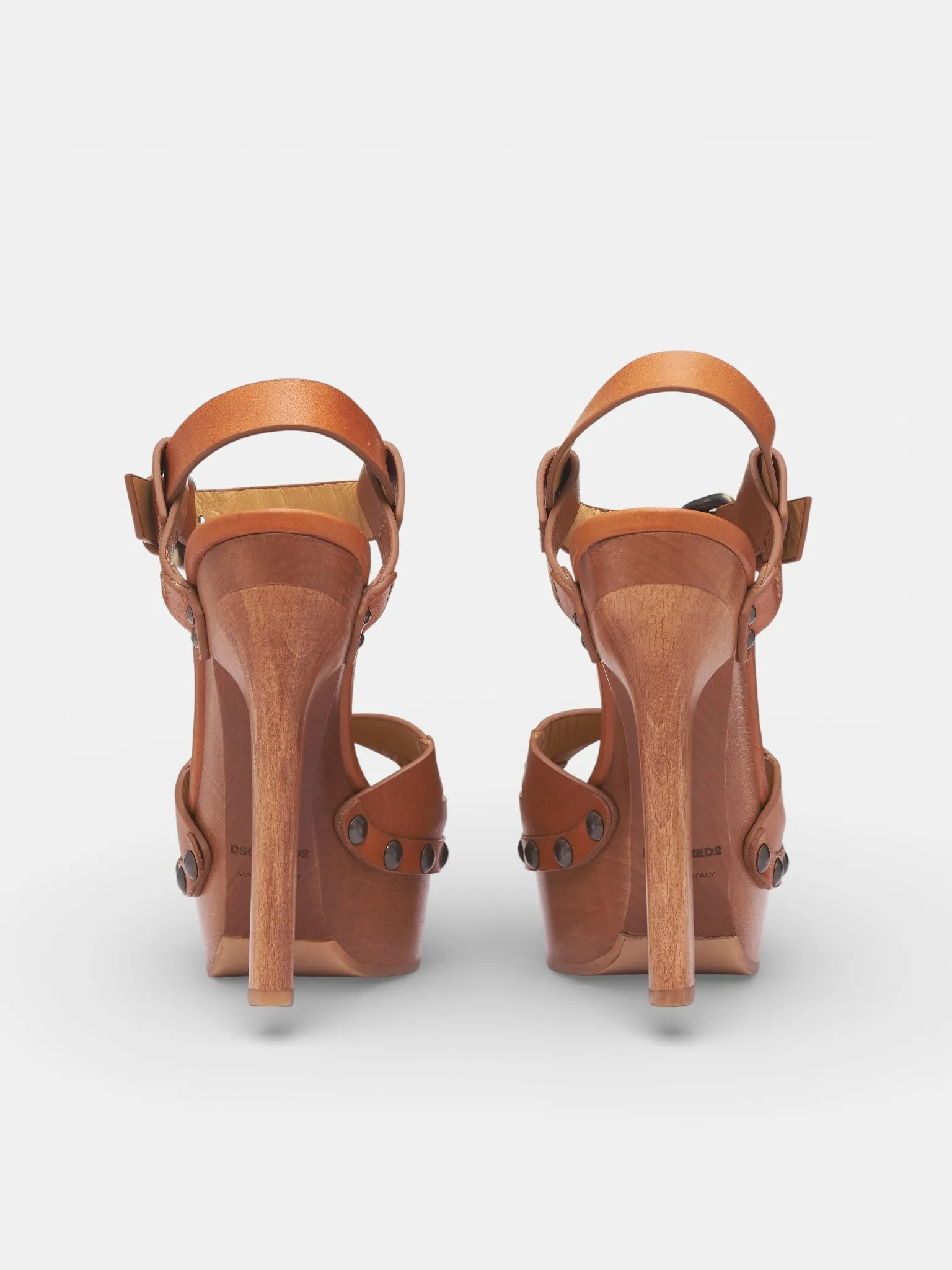 Leather Bondage Heeled Sandal Clogs (HSW0289-AMBRA) sold by lorenzo product image thumbnail 4