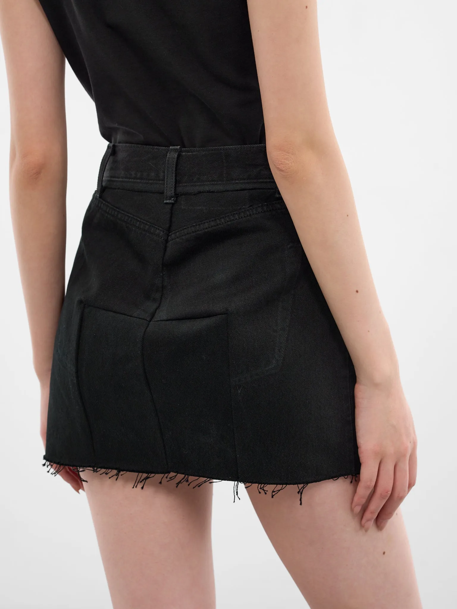 Black Cut-Up Denim Mini Skirt (WE76DK349B5-VINTAGE-BLACK) sold by lorenzo product image thumbnail 5