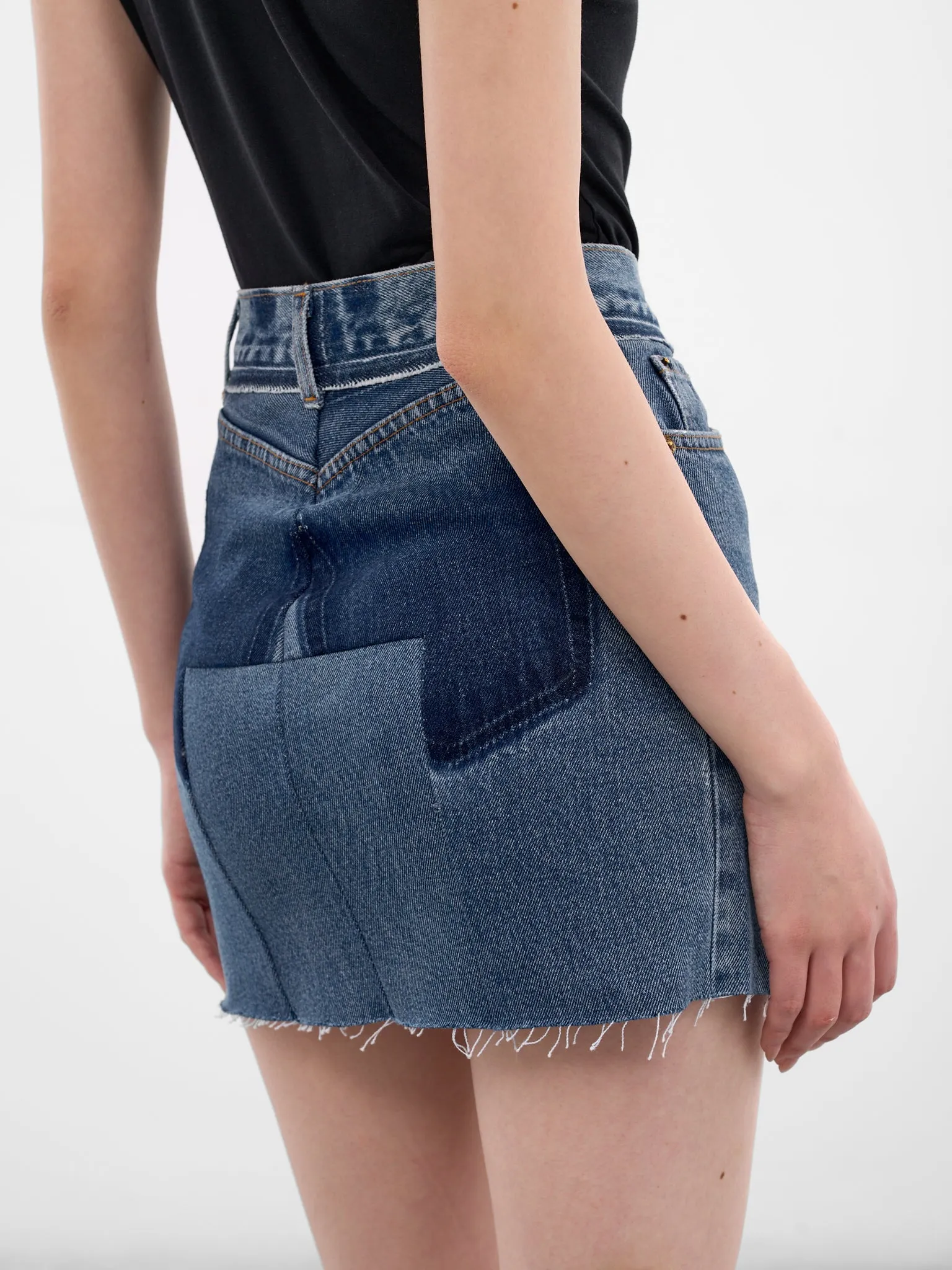 Blue Cut-Up Denim Mini Skirt (WE76DK347N3-VINTAGE-BLUE) sold by lorenzo product image thumbnail 5