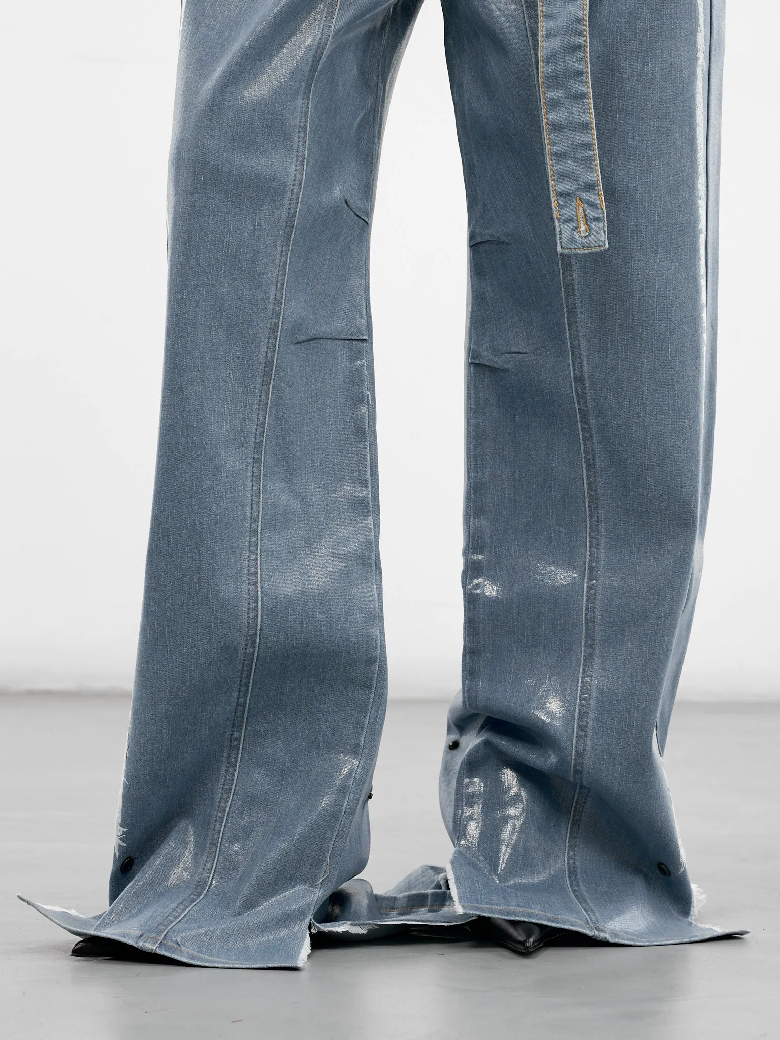 Blue Glazed Denim Deconstructed Jeans (11720381702-BLUE) sold by lorenzo product image thumbnail 5
