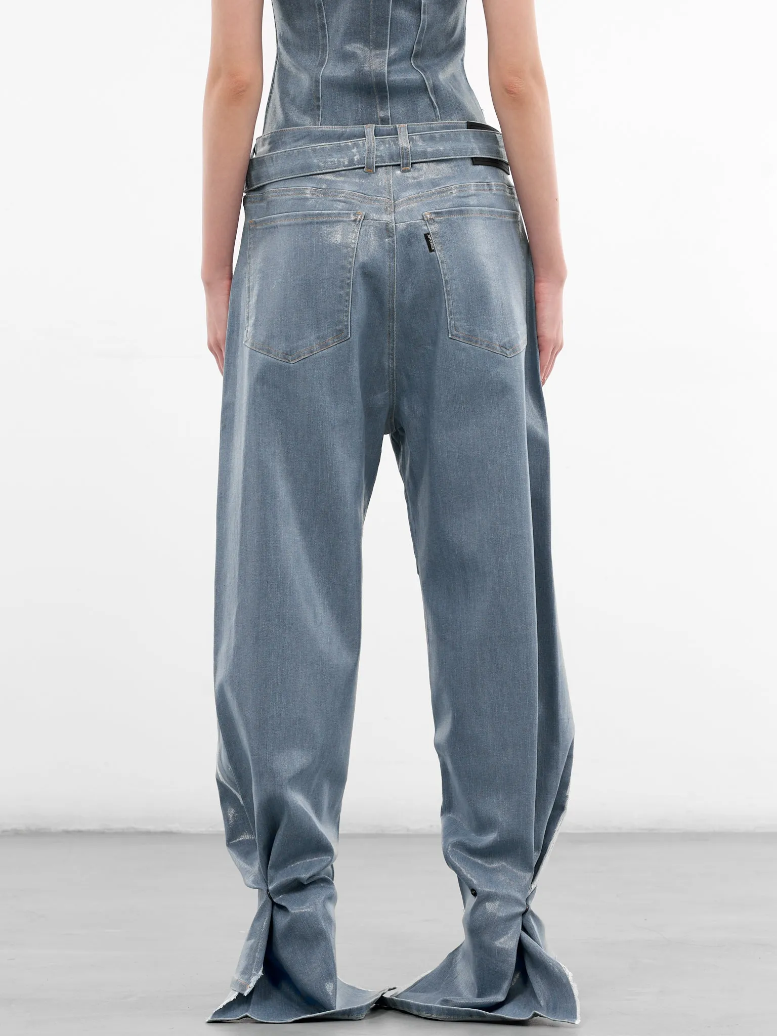 Blue Glazed Denim Deconstructed Jeans (11720381702-BLUE) sold by lorenzo product image thumbnail 3