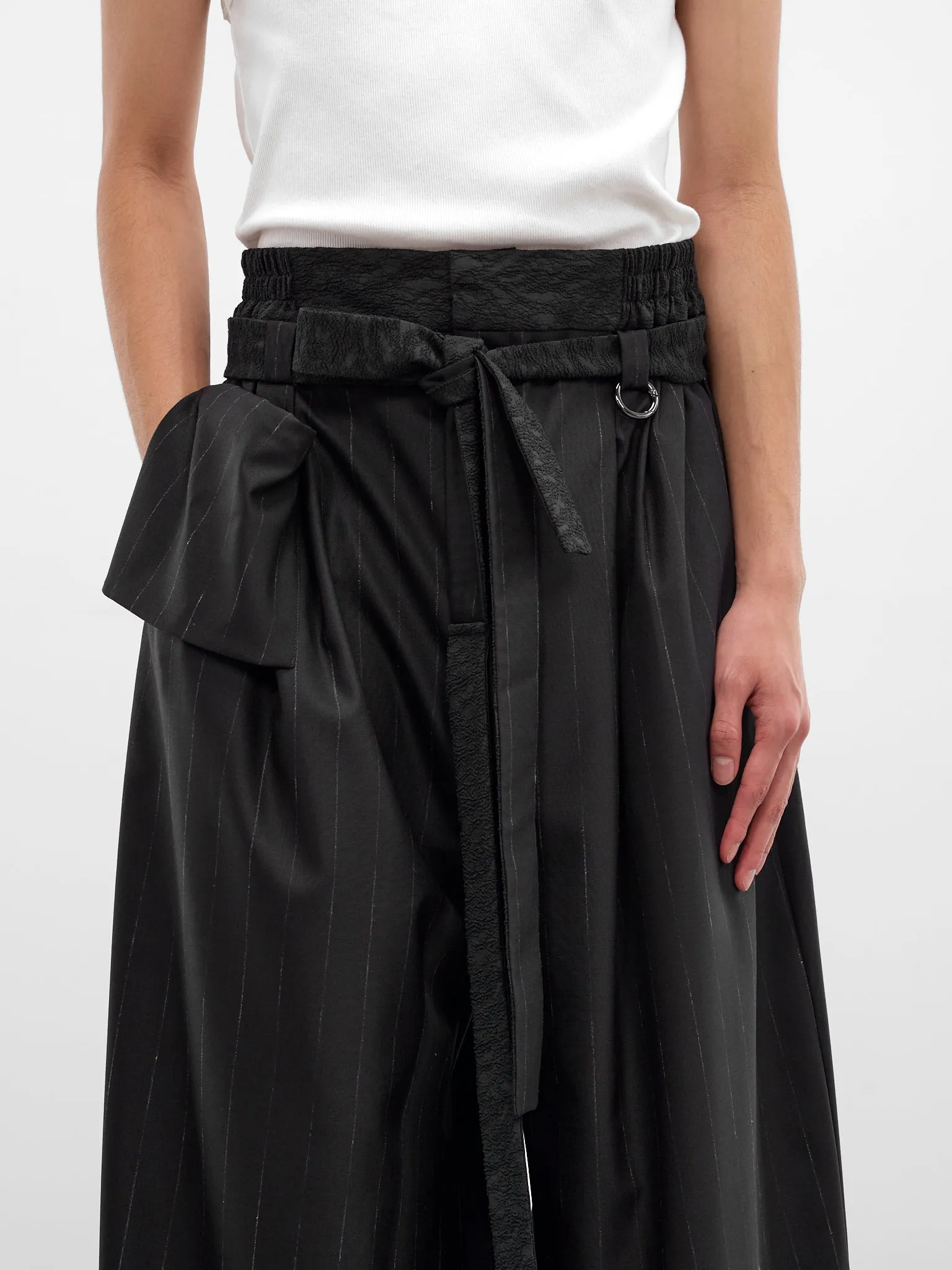 Kholong Navy Pinstripe Wool Trousers (KHOLONG-MIDNIGHT-STRIPES) sold by lorenzo product image thumbnail 4