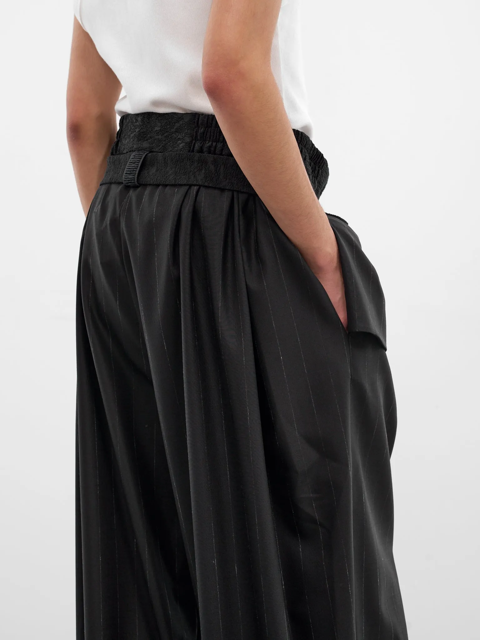 Kholong Navy Pinstripe Wool Trousers (KHOLONG-MIDNIGHT-STRIPES) sold by lorenzo product image thumbnail 5