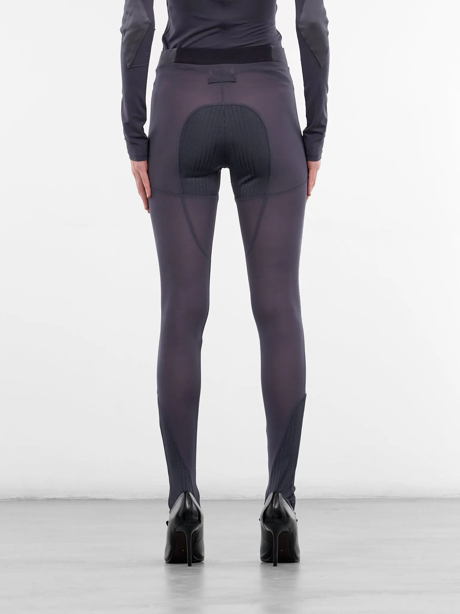 Petrol Satin Paneled Jersey Leggings (TR045-J031-87-PETROL) sold by lorenzo product image thumbnail 3