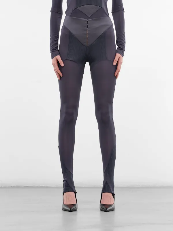 Petrol Satin Paneled Jersey Leggings (TR045-J031-87-PETROL) sold by lorenzo
