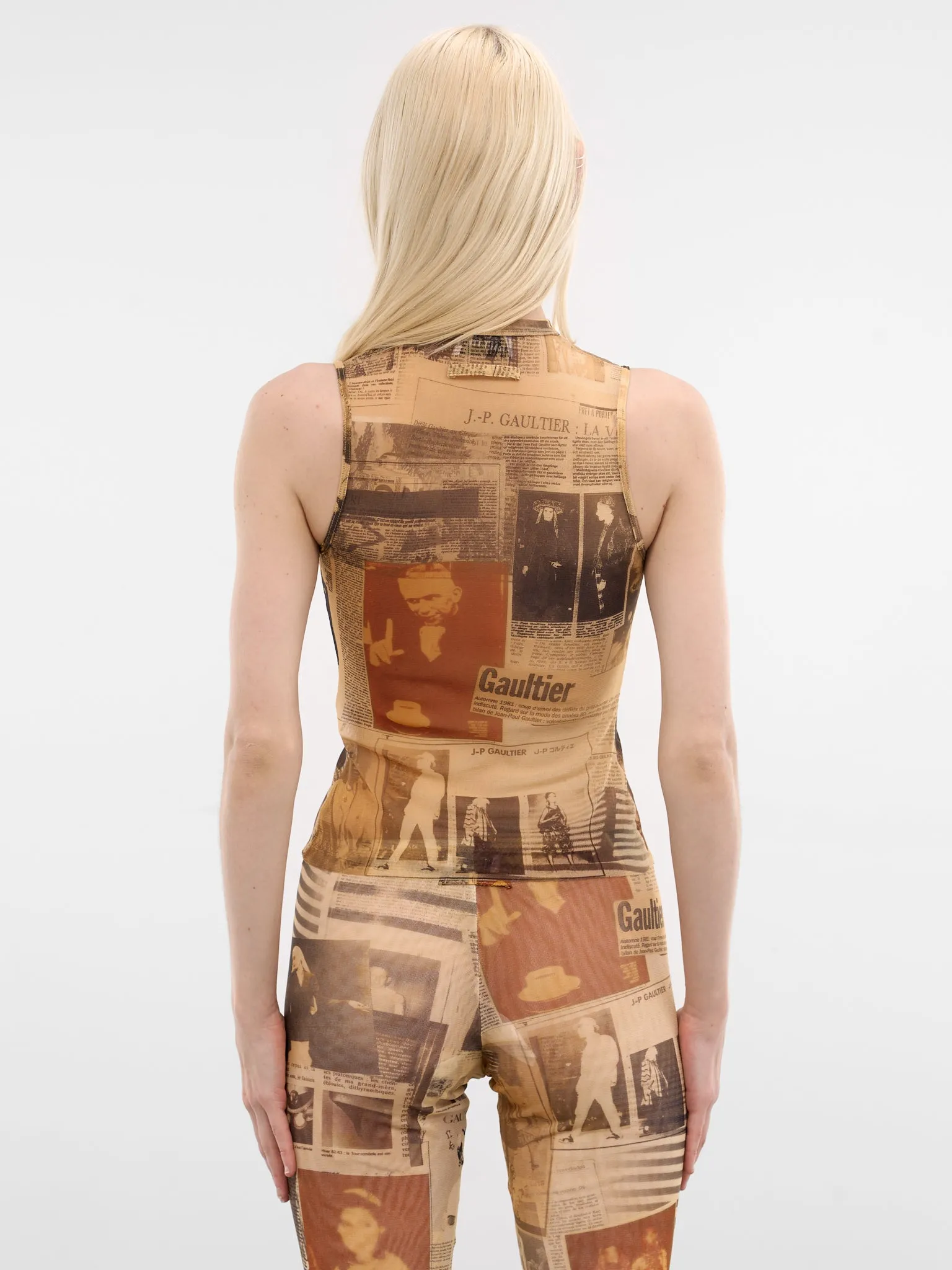 Beige Journal Print Mesh Tank (TO415-M013P-030830-ECRU-LIGHT) sold by lorenzo product image thumbnail 3