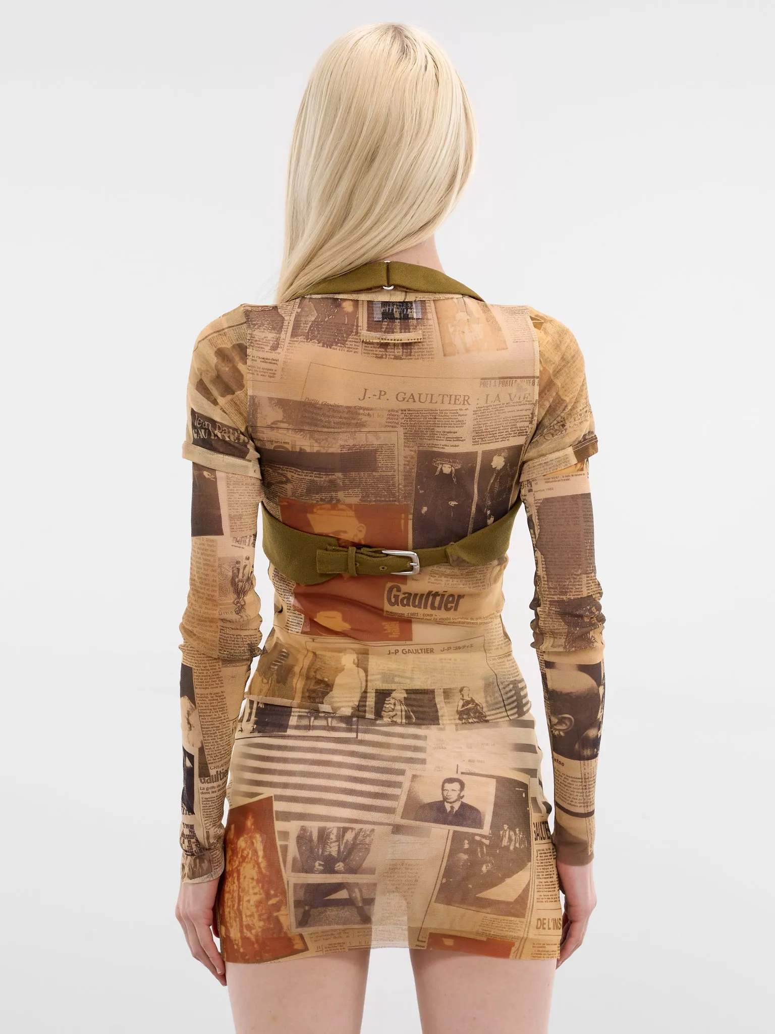 Olive Wool Cropped Halter Vest (TO408-W058-89-OLIVE-GREEN) sold by lorenzo product image thumbnail 3