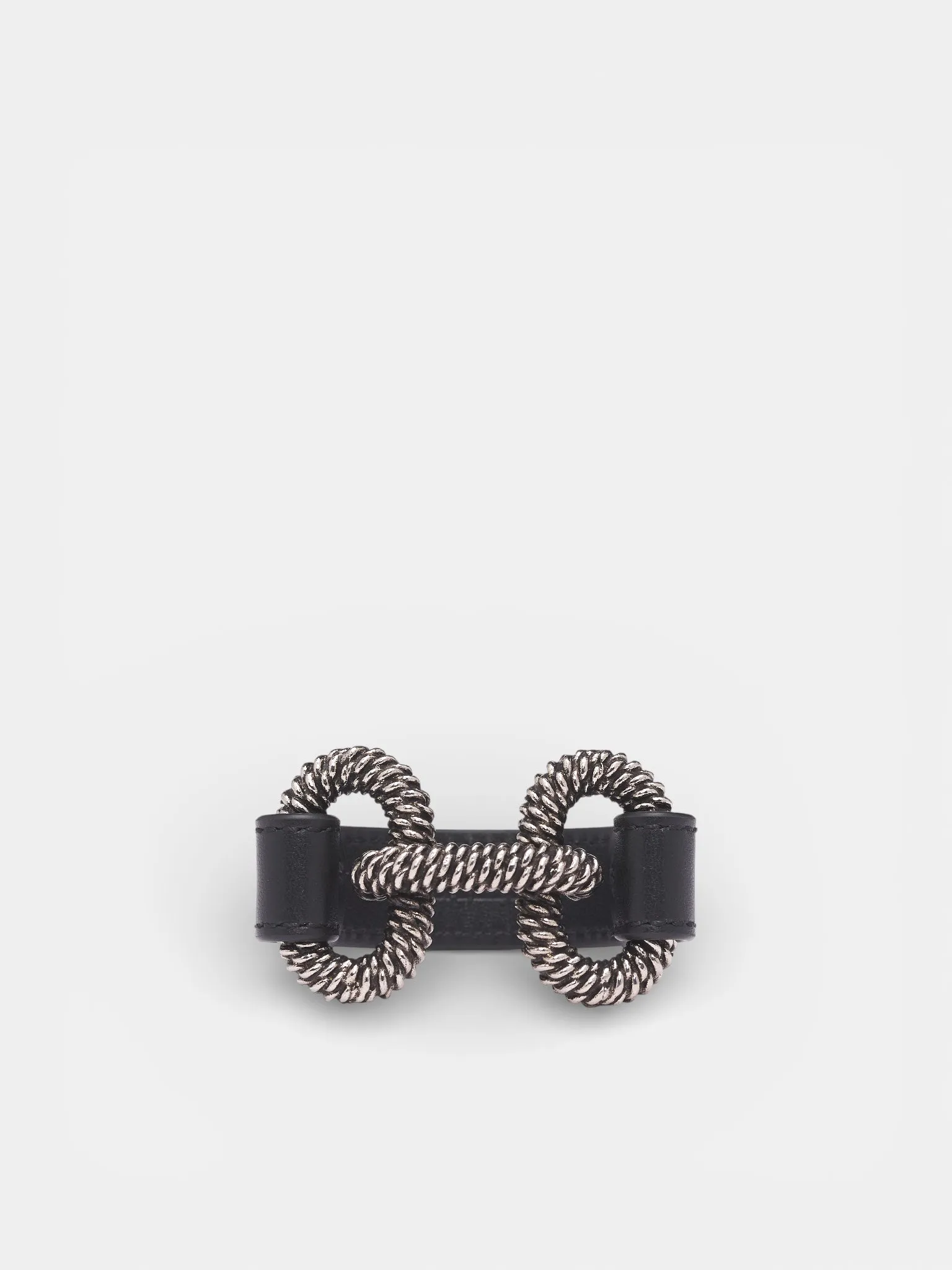 Braid Engraved Chainlink Leather Bracelet (ARW0252-NERO) sold by lorenzo