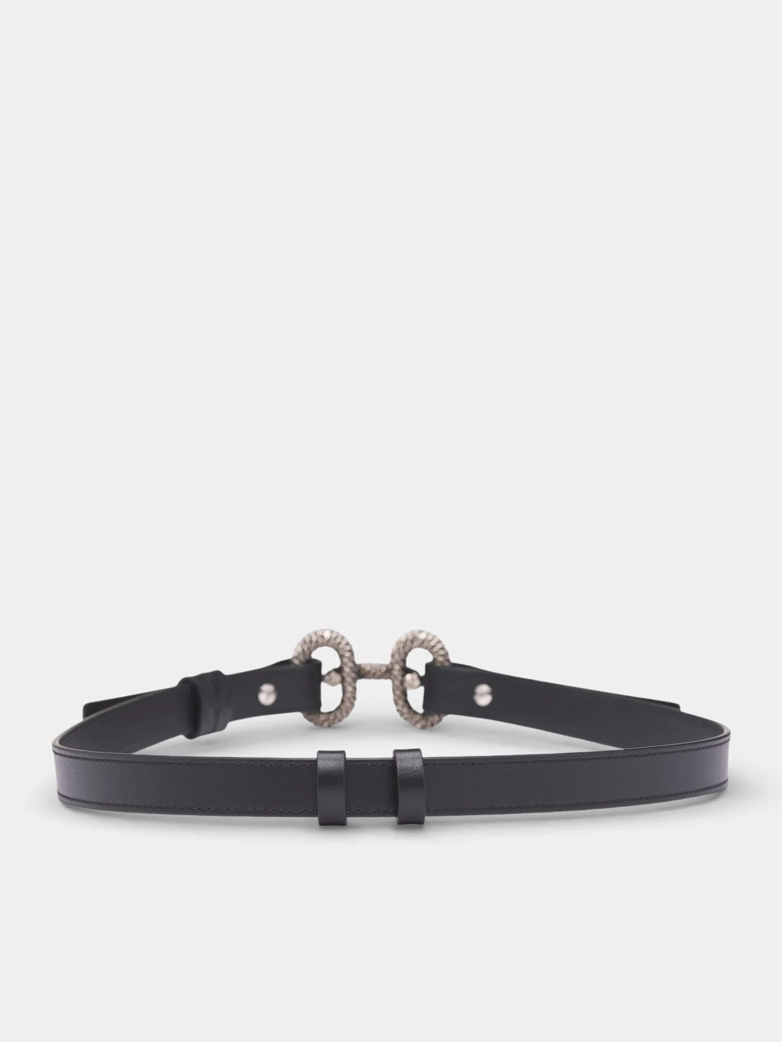 Braid Engraved Chainlink Leather Belt (BEW0464-NERO) sold by lorenzo product image thumbnail 2