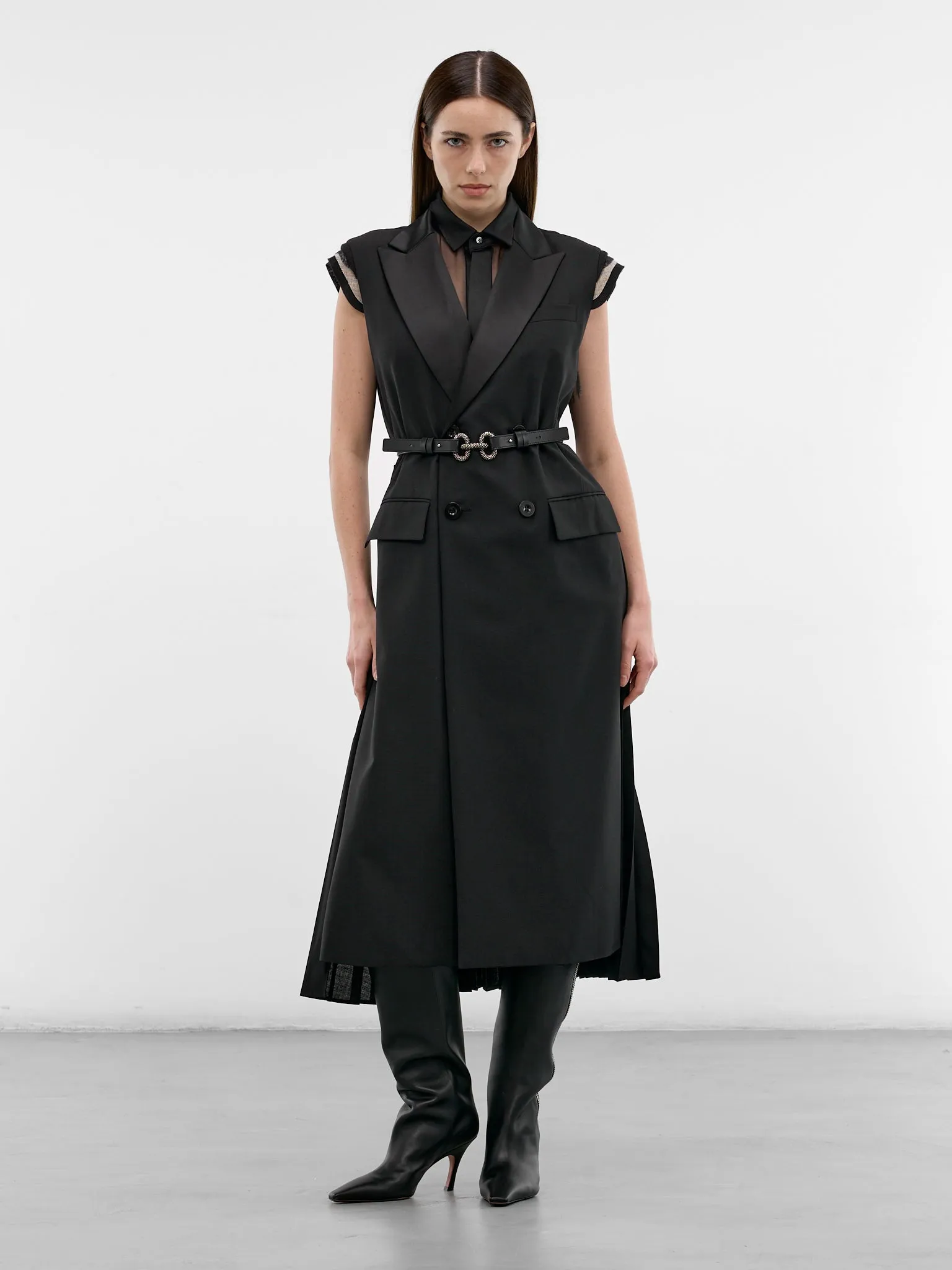 Braid Engraved Chainlink Leather Belt (BEW0464-NERO) sold by lorenzo product image thumbnail 3