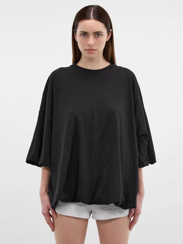 Oversized Gathered Hem Logo Tee (FN-WN-TSHI000869-BLACK) made by Acne Studios