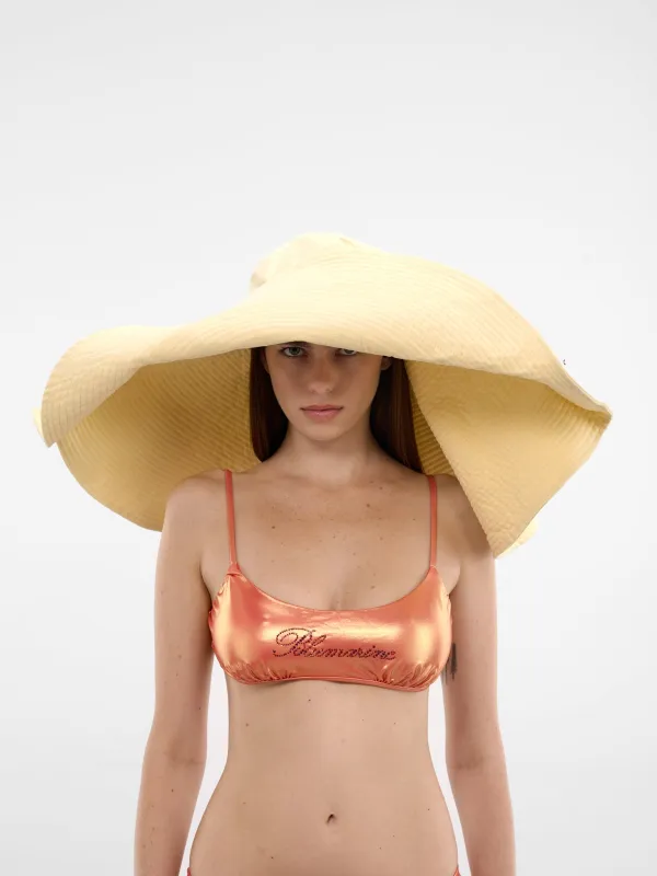 Beige Canvas Oversized Bucket Hat (2W417A-N0218-VANILLA) made by Blumarine