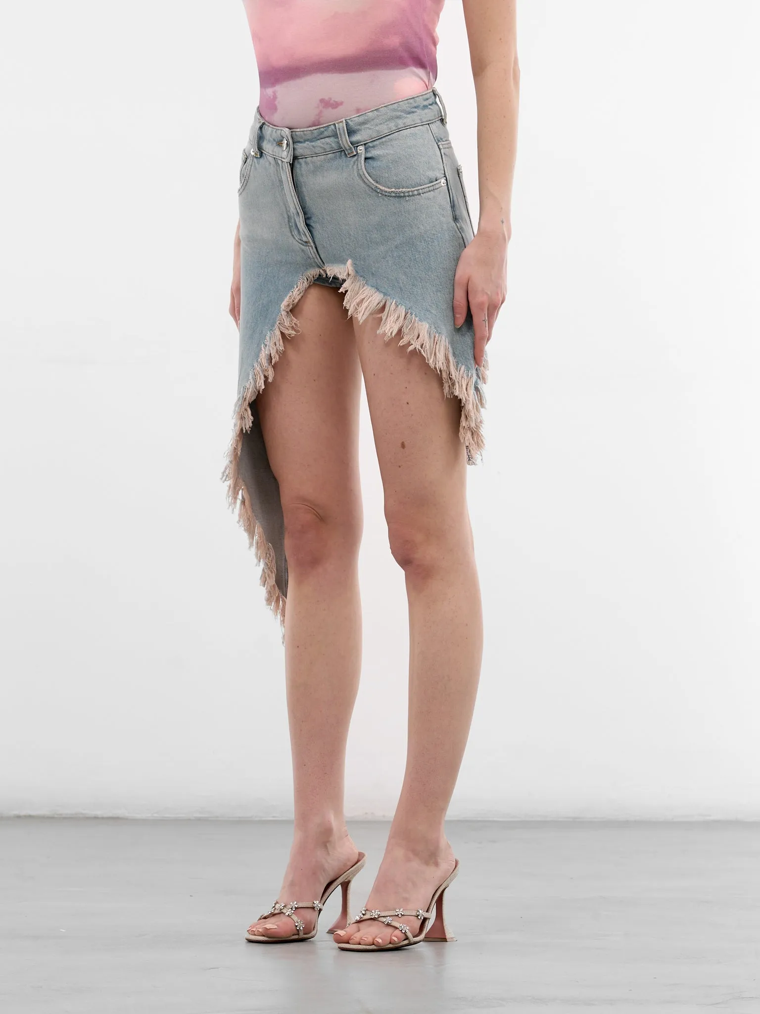 Blue Denim Deconstructed Mini Skirt (2J243A-D0645-AQUAMARINE) sold by lorenzo product image thumbnail 2