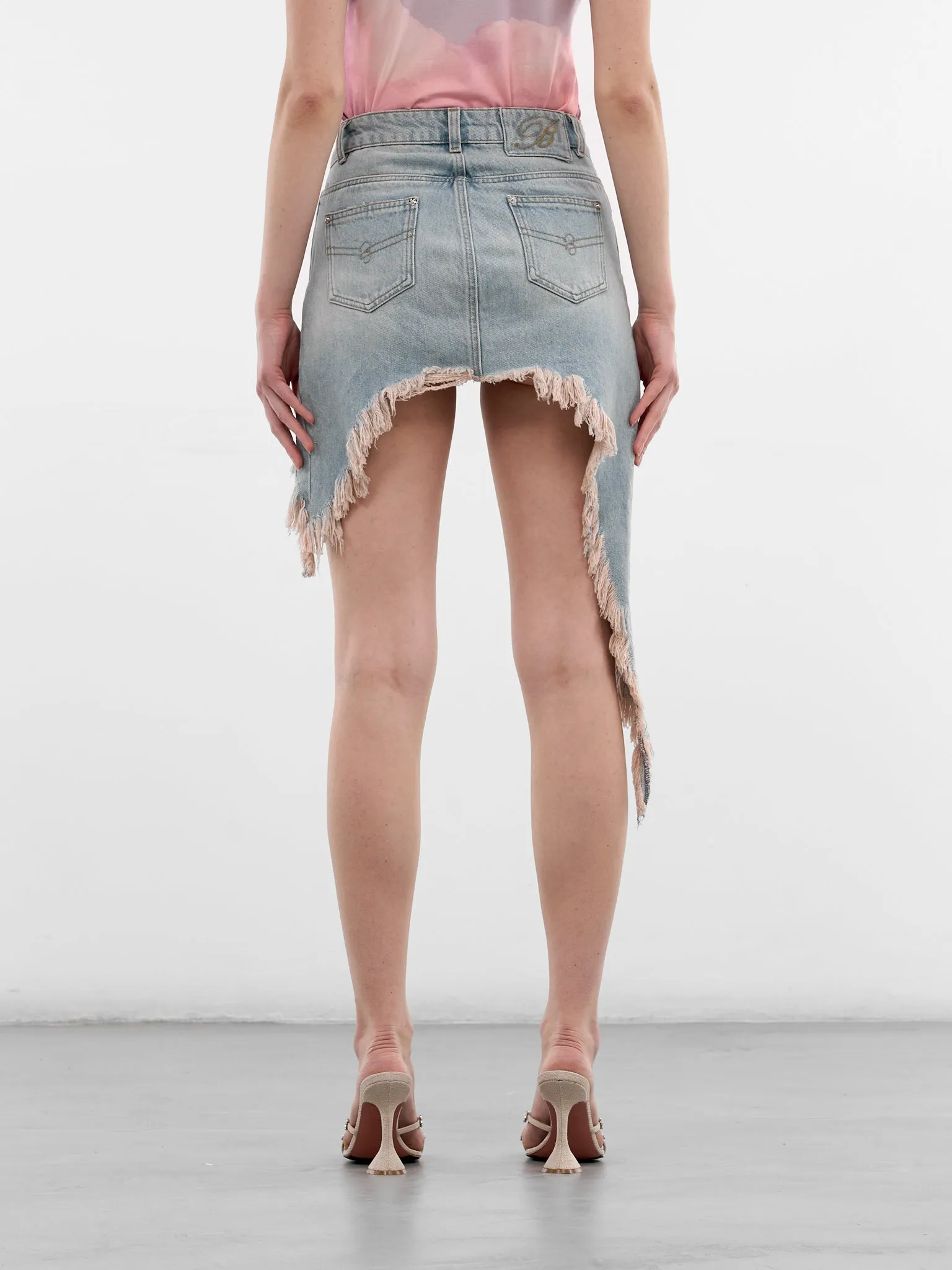 Blue Denim Deconstructed Mini Skirt (2J243A-D0645-AQUAMARINE) sold by lorenzo product image thumbnail 3