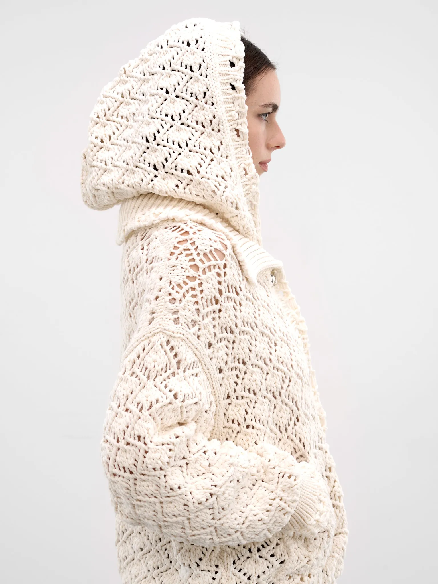 White Cotton Diamond Knit Cardigan (2B110A-N0103-NATURAL-WHITE) sold by lorenzo product image thumbnail 5