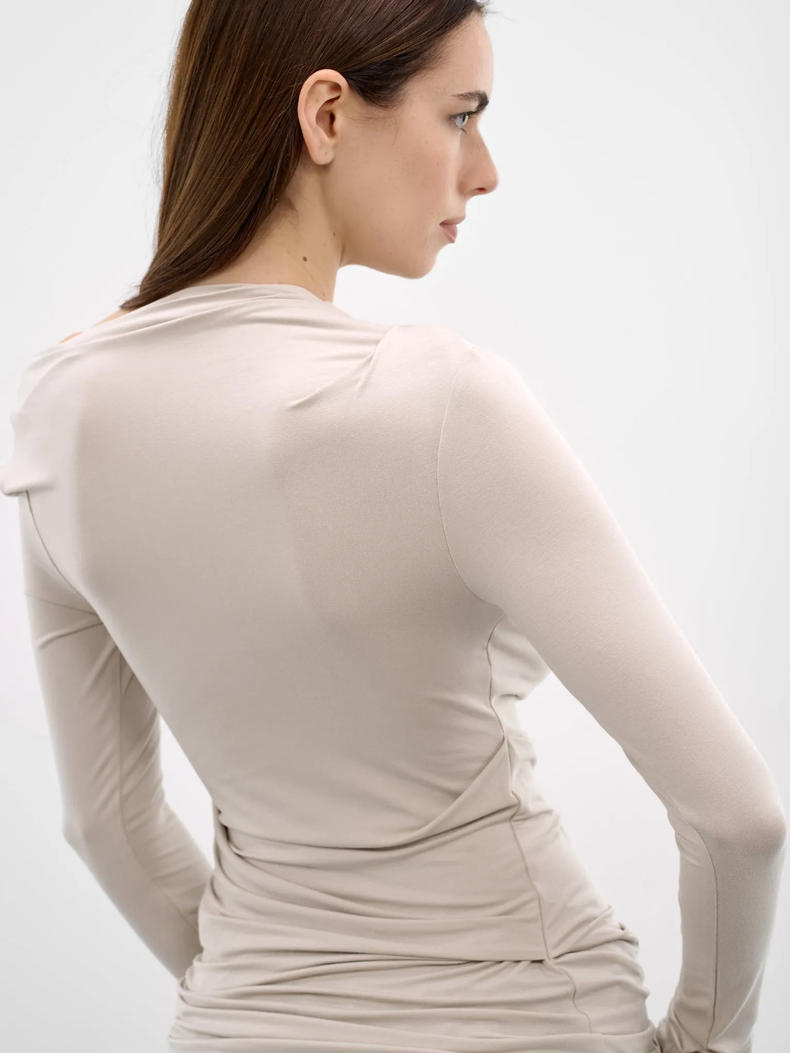 Stone Draped Long Sleeve Top (TO02243-STONE) sold by lorenzo product image thumbnail 4