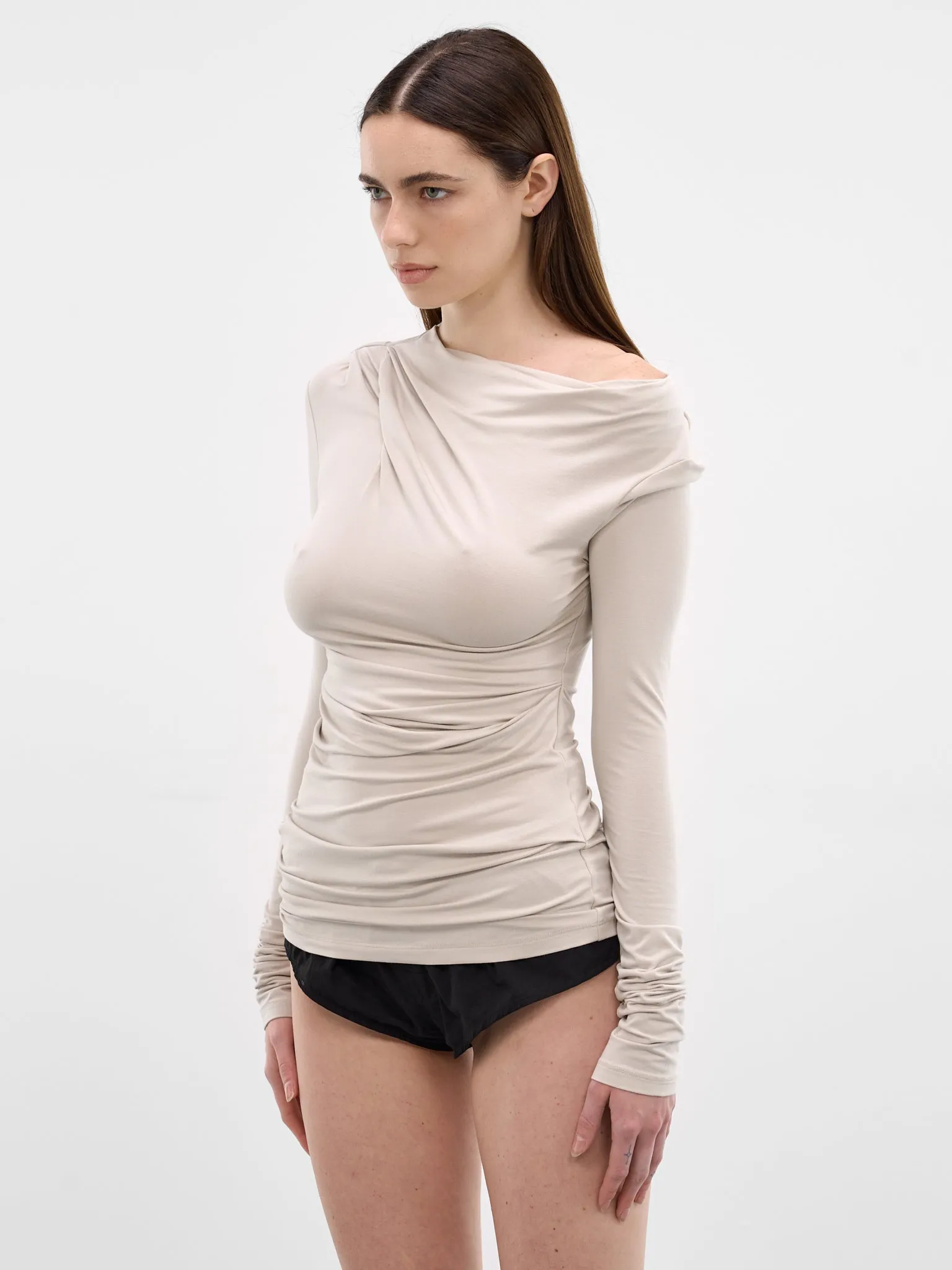 Stone Draped Long Sleeve Top (TO02243-STONE) sold by lorenzo product image thumbnail 2