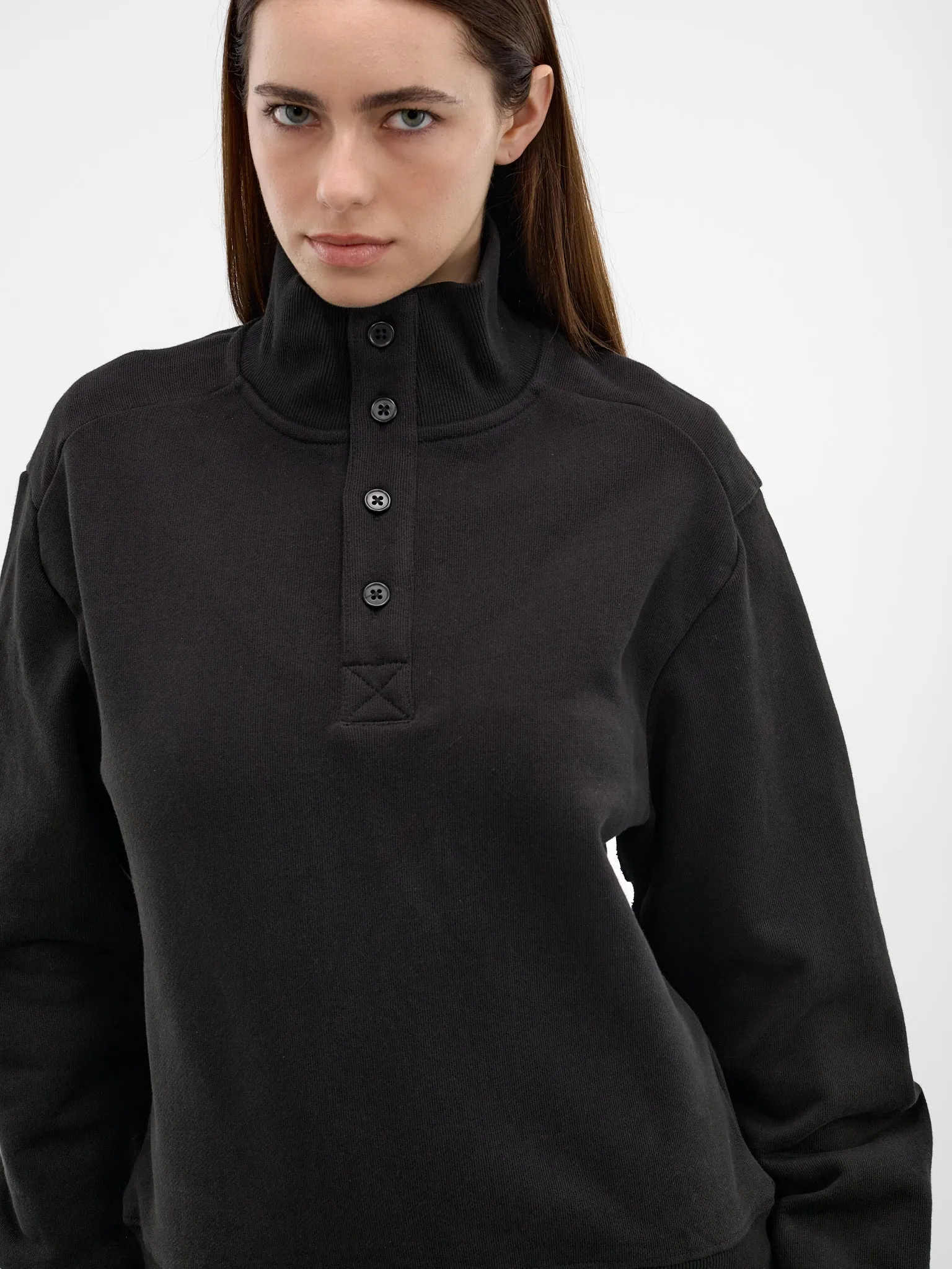 Black Cotton Turtleneck Pull-Over Sweatshirt (TO02012-BLACK) sold by lorenzo product image thumbnail 5