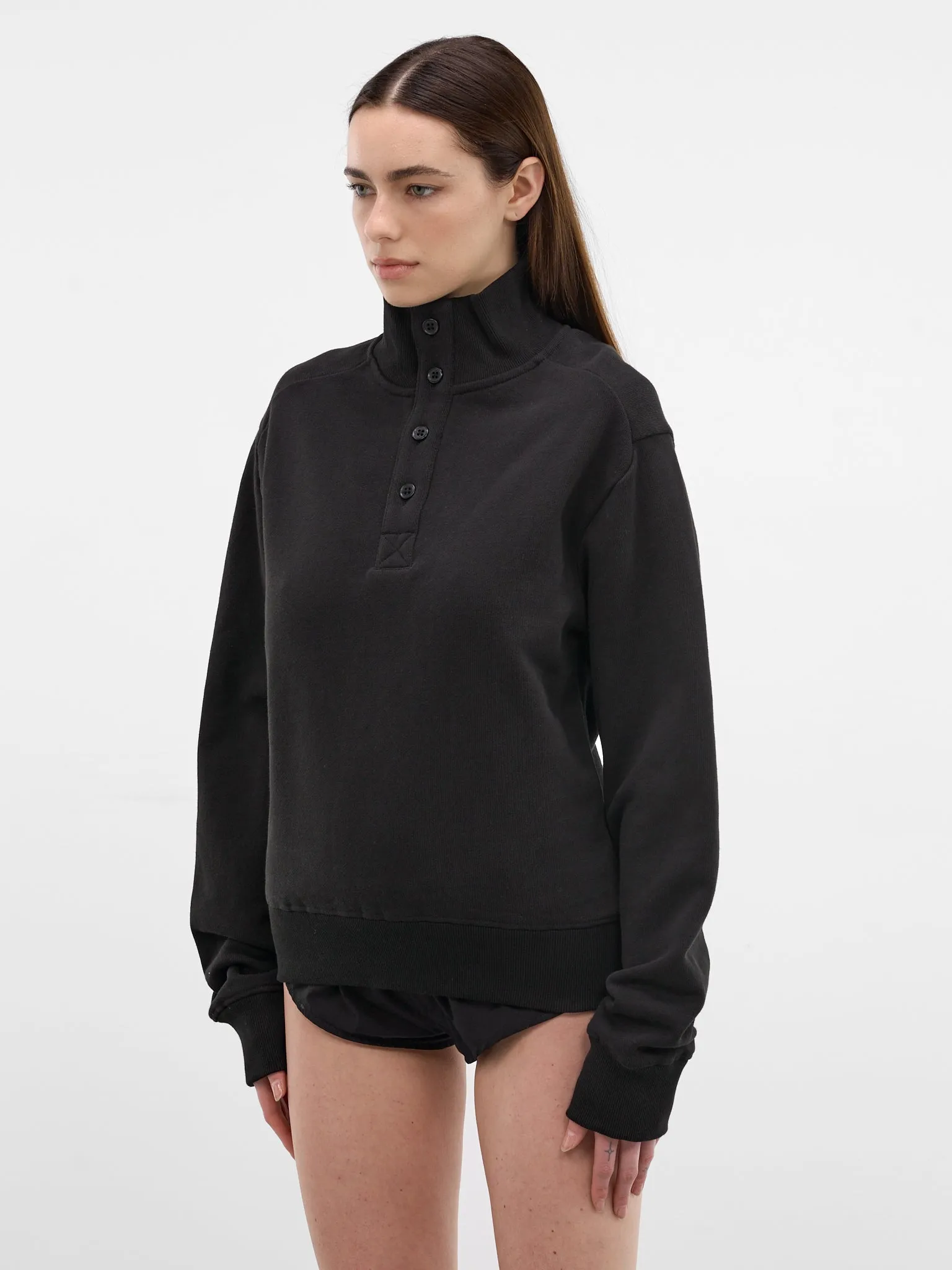 Black Cotton Turtleneck Pull-Over Sweatshirt (TO02012-BLACK) sold by lorenzo product image thumbnail 2