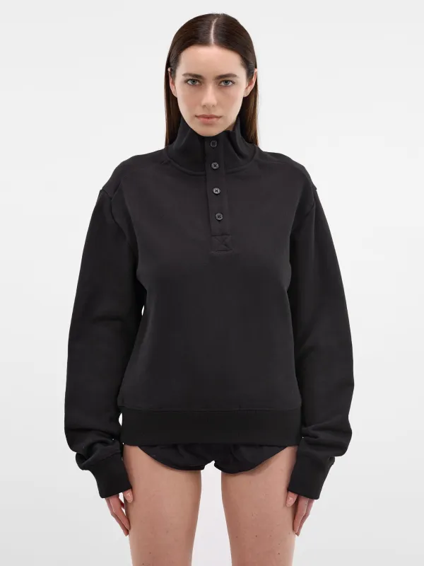 Black Cotton Turtleneck Pull-Over Sweatshirt (TO02012-BLACK) sold by lorenzo