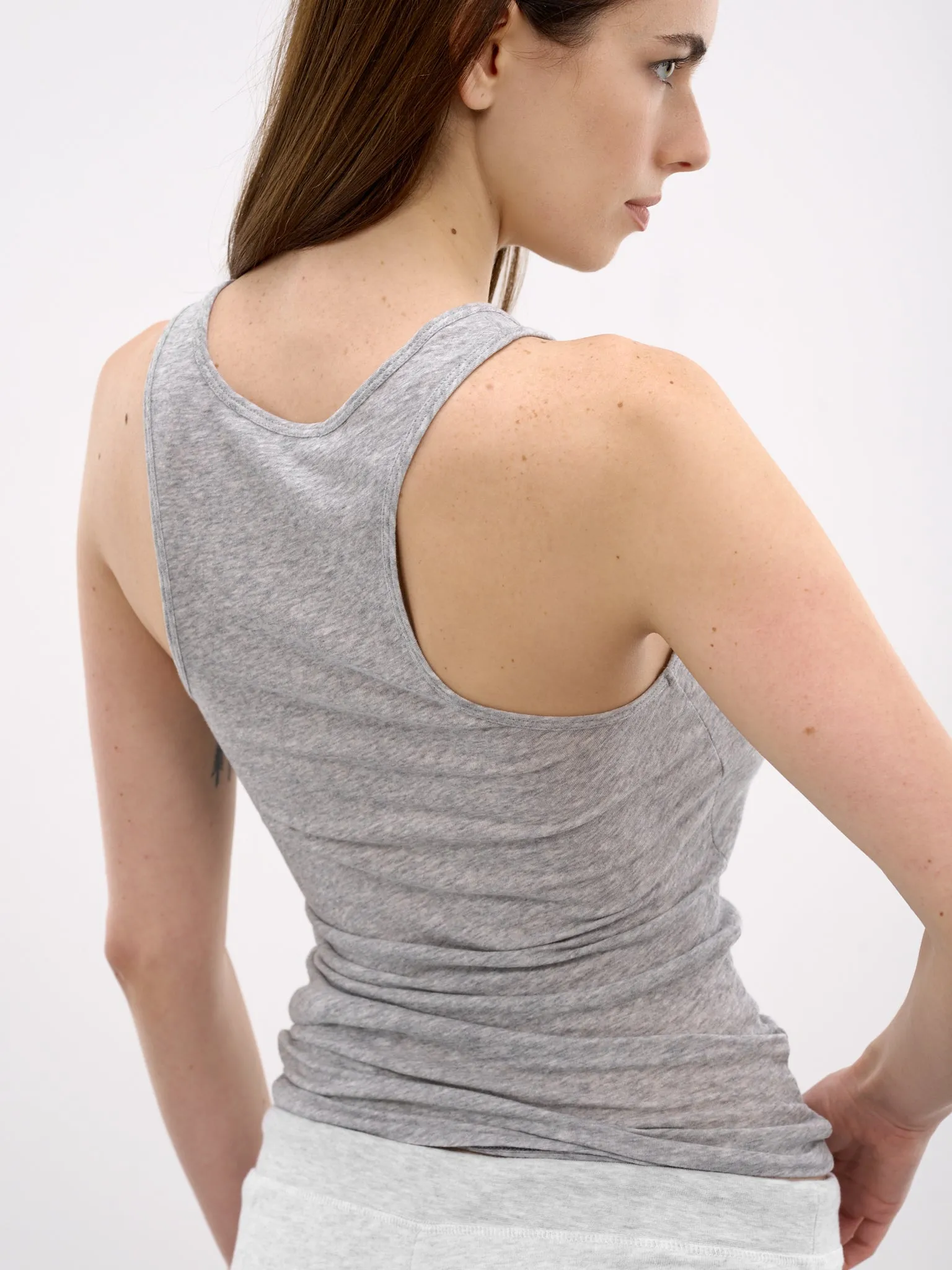 Gray Cotton Racerback Tank Top (TA01908-GREY-MARLE) sold by lorenzo product image thumbnail 5