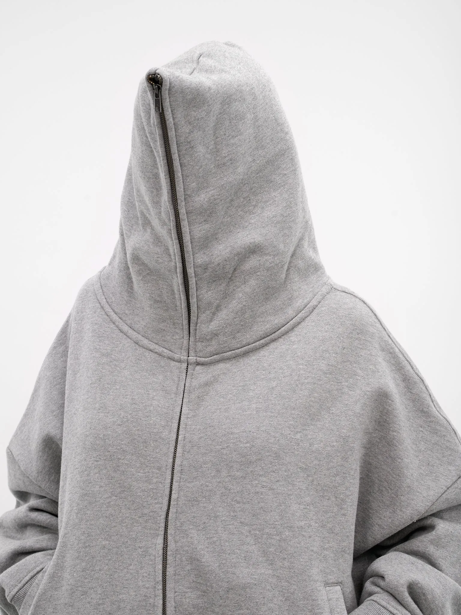 Gray Oversized Full Zip Hoodie (HO03012-GREY-MARLE) sold by lorenzo product image thumbnail 5
