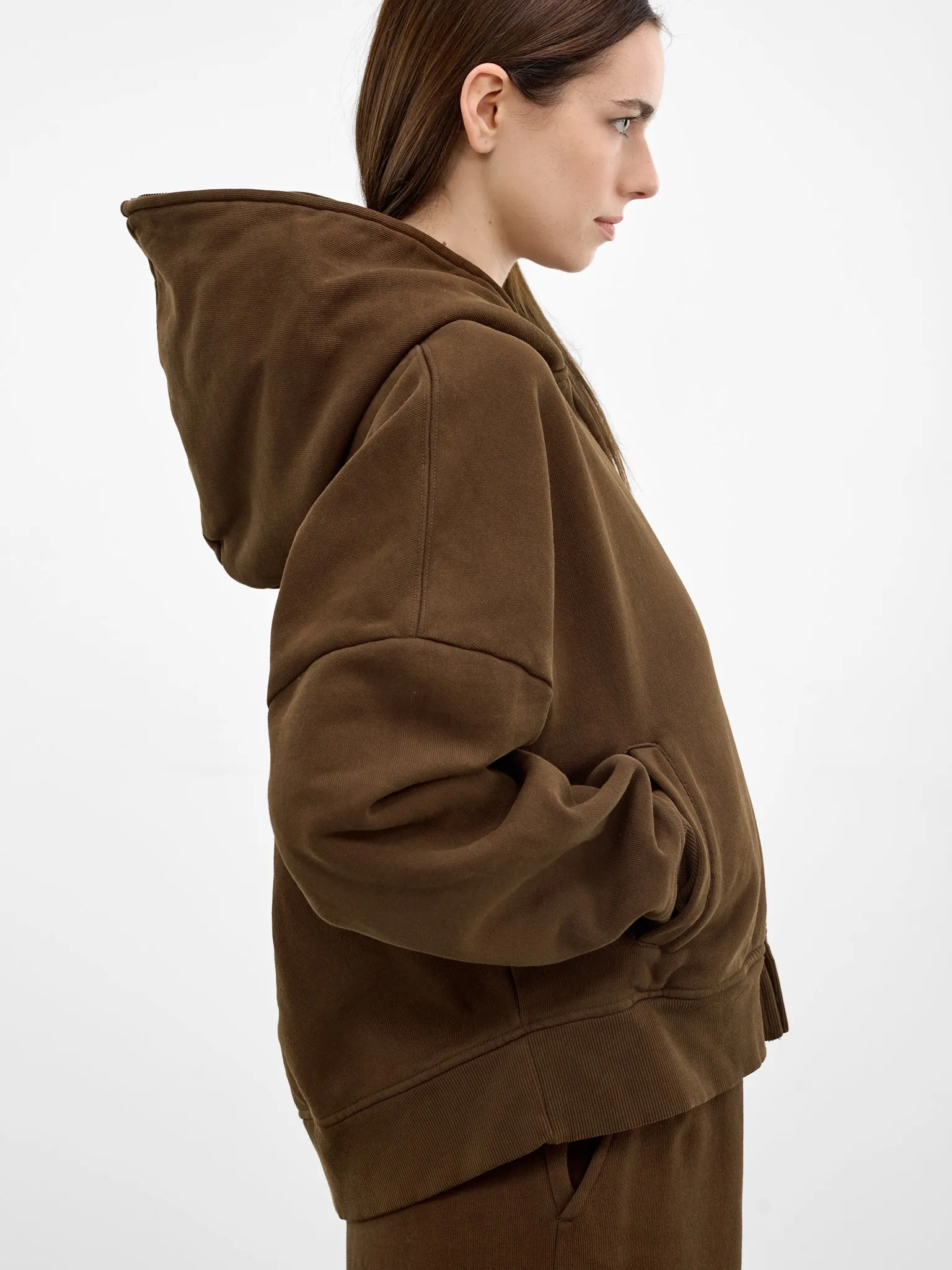 Brunette Oversized Full Zip Hoodie (HO03012-BRUNETTE) sold by lorenzo product image thumbnail 4
