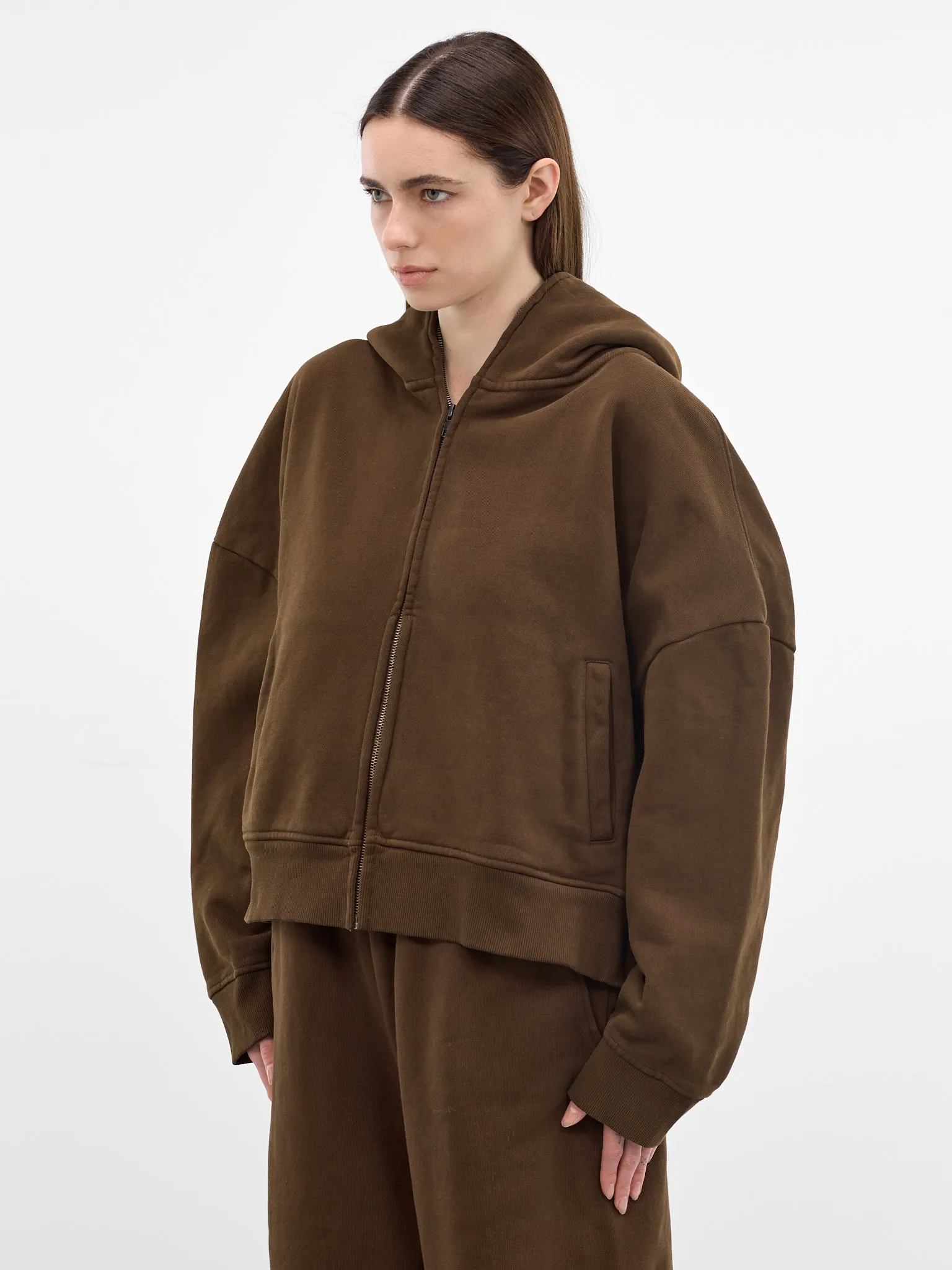 Brunette Oversized Full Zip Hoodie (HO03012-BRUNETTE) sold by lorenzo product image thumbnail 2