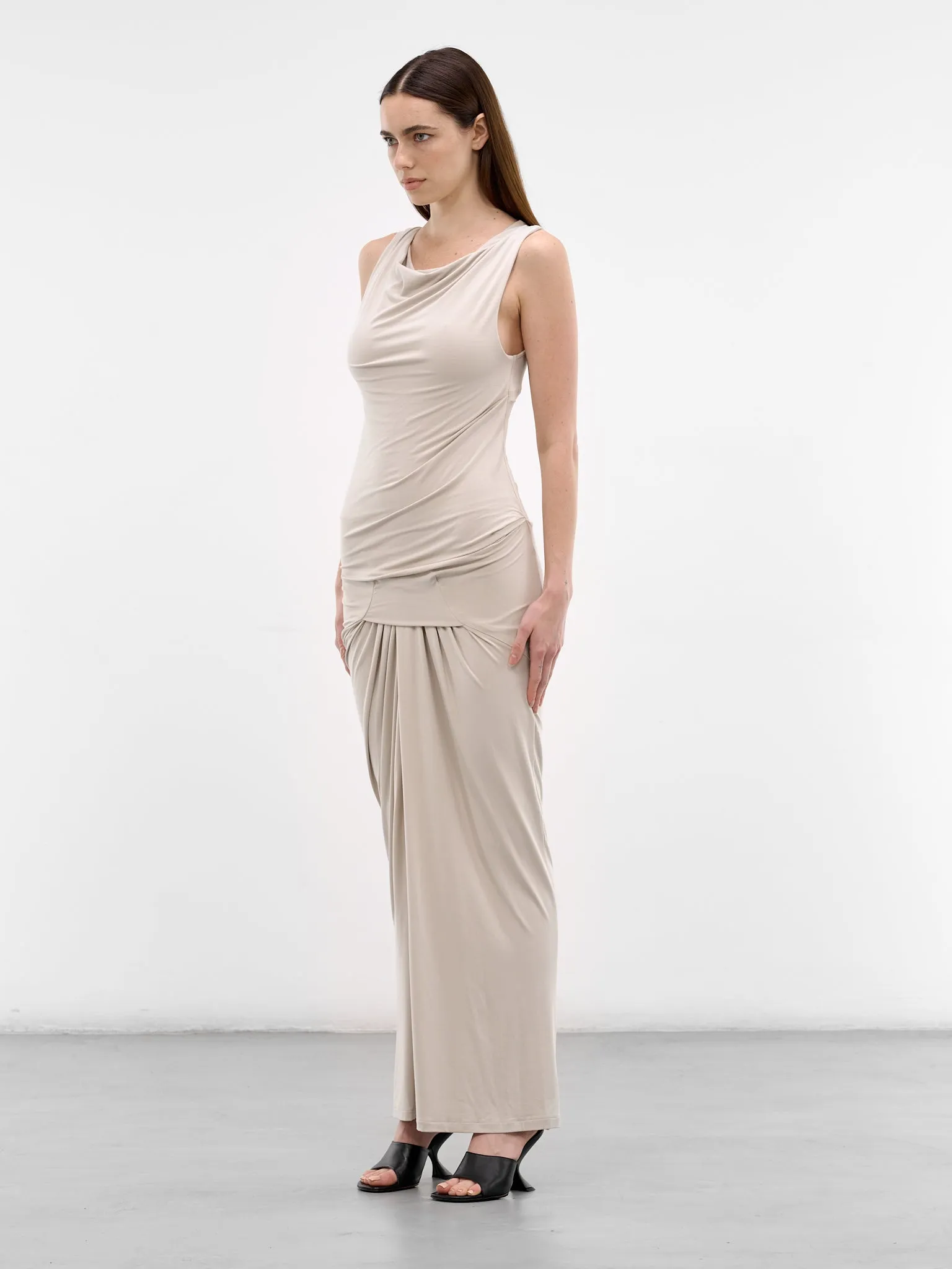 Stone Draped Sleeveless Maxi Dress (DR01243-STONE) sold by lorenzo product image thumbnail 2