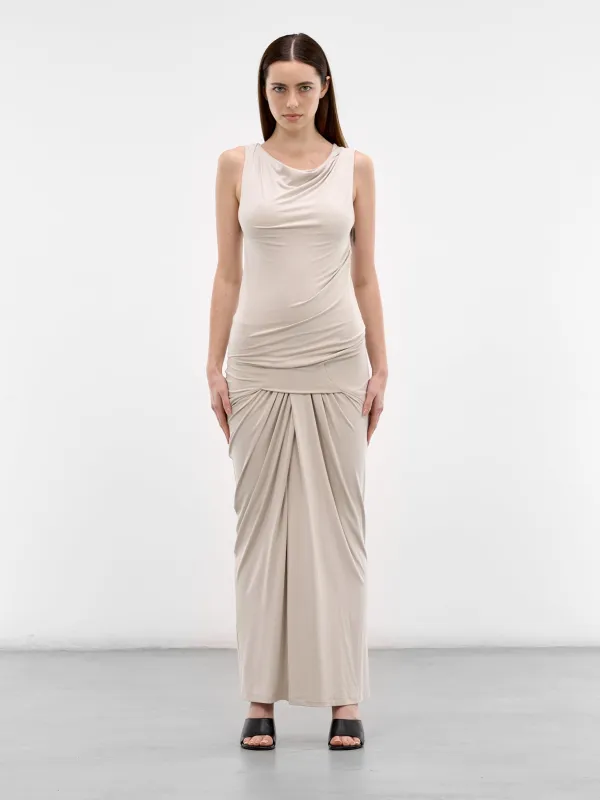 Stone Draped Sleeveless Maxi Dress (DR01243-STONE) made by Entire Studios
